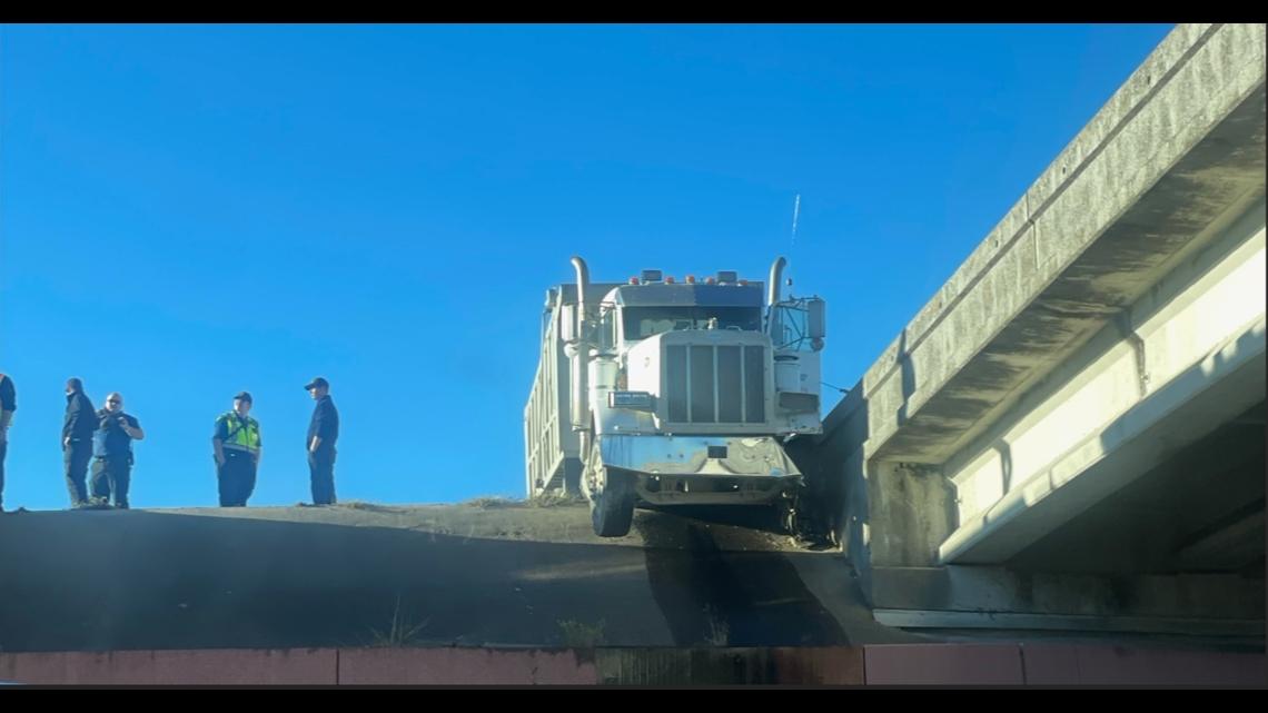 Dump truck crash on Nederland overpass causes traffic jam | 12newsnow.com