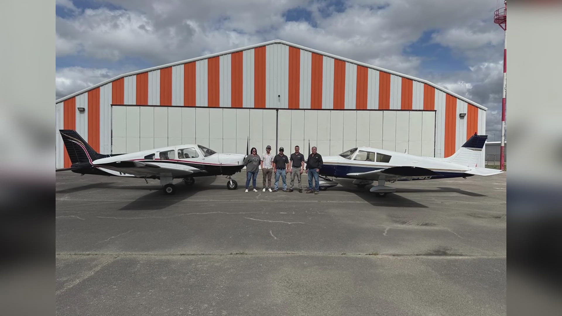 The flight school owner has authorized use of any available aircraft for the families.