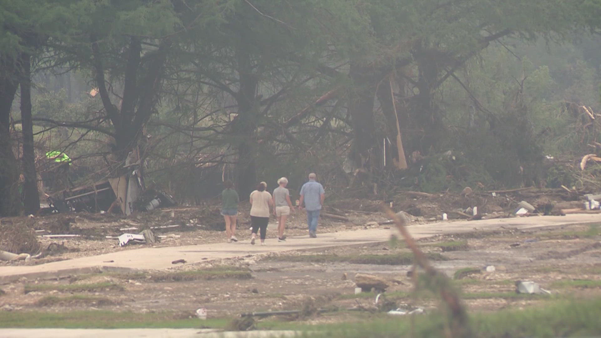 Floodwaters washed away entire RV campgrounds in Ingram. Community members stepped in to help with cleanup efforts and search operations.