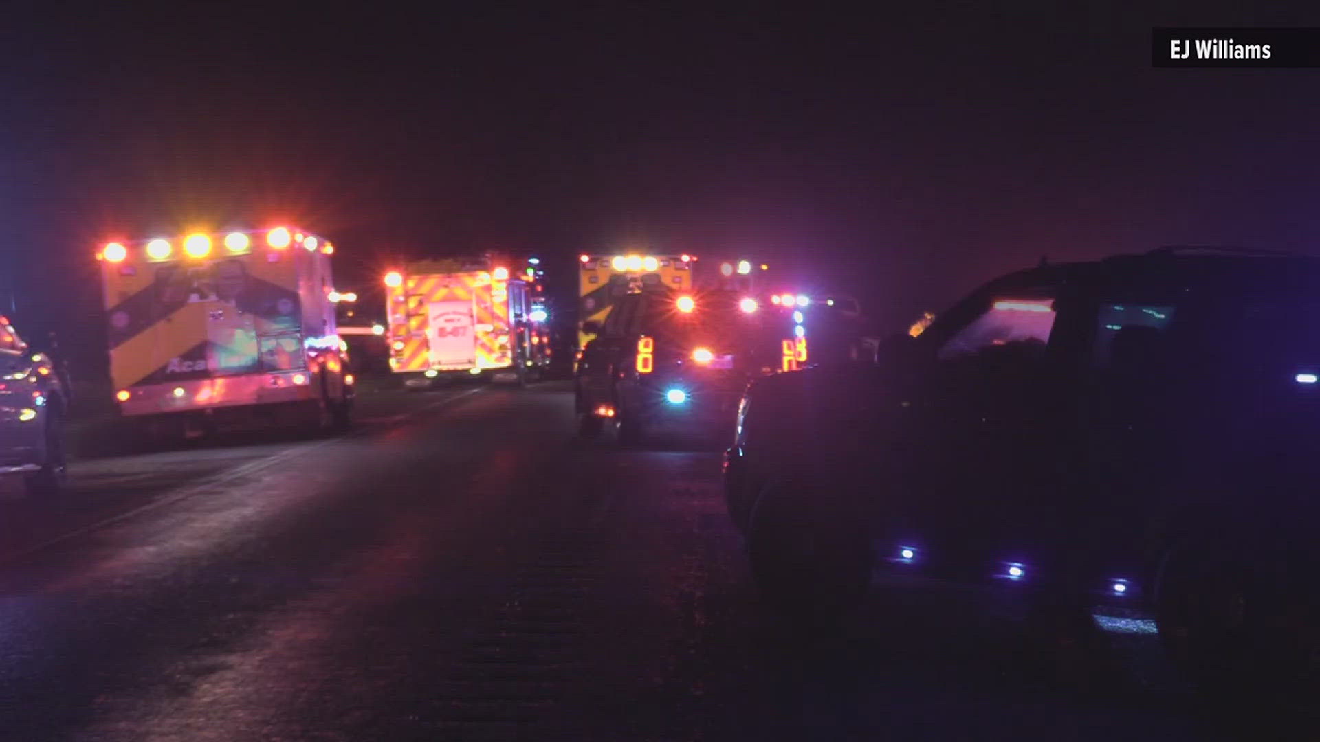A UTV pulled from Jim Burns Road and was struck, killing four of five occupants. A woman then drove through the scene hitting a patrol vehicle.