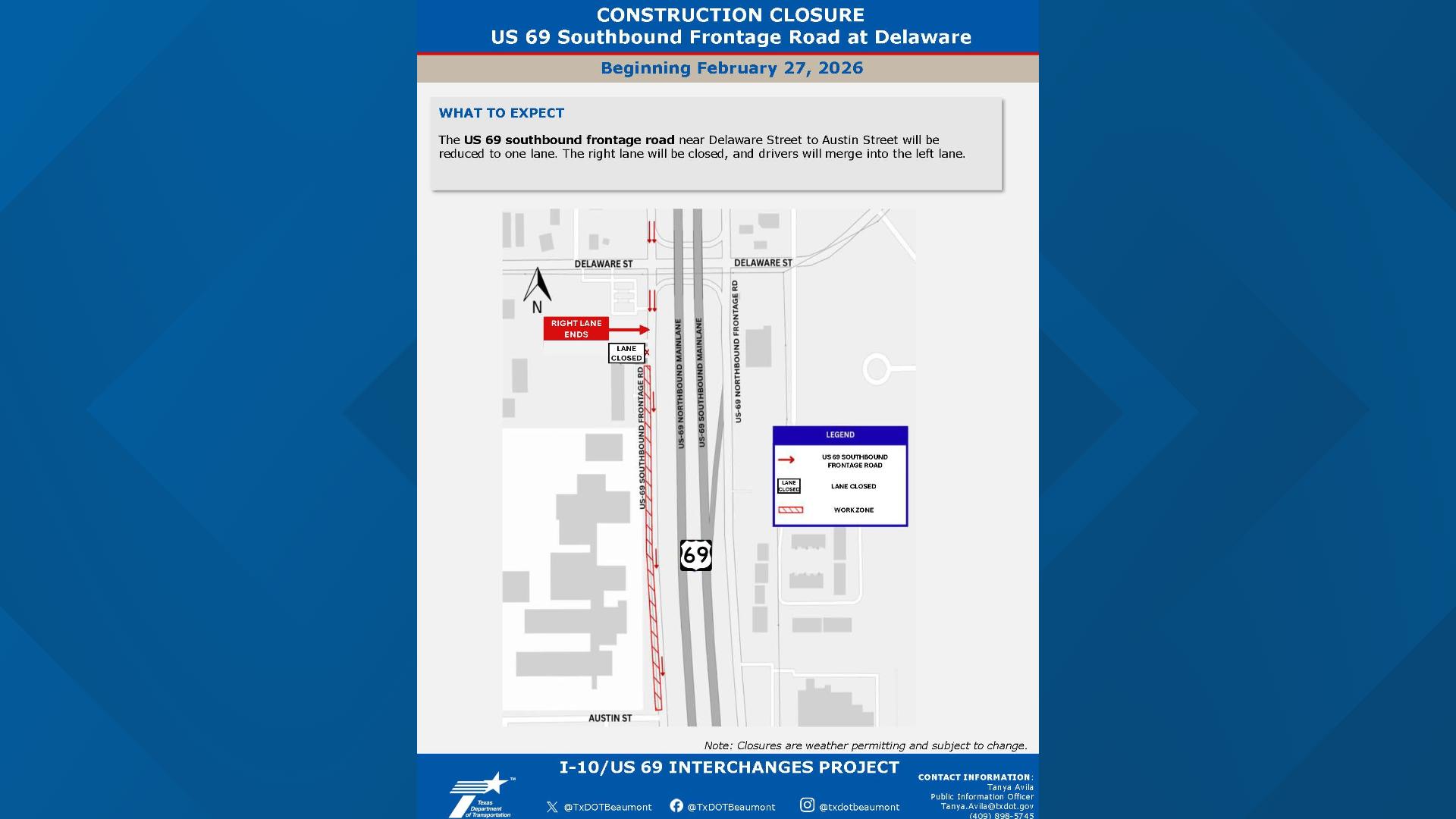 Traffic switch, lane closure scheduled for I-10/US 69 interchange ...