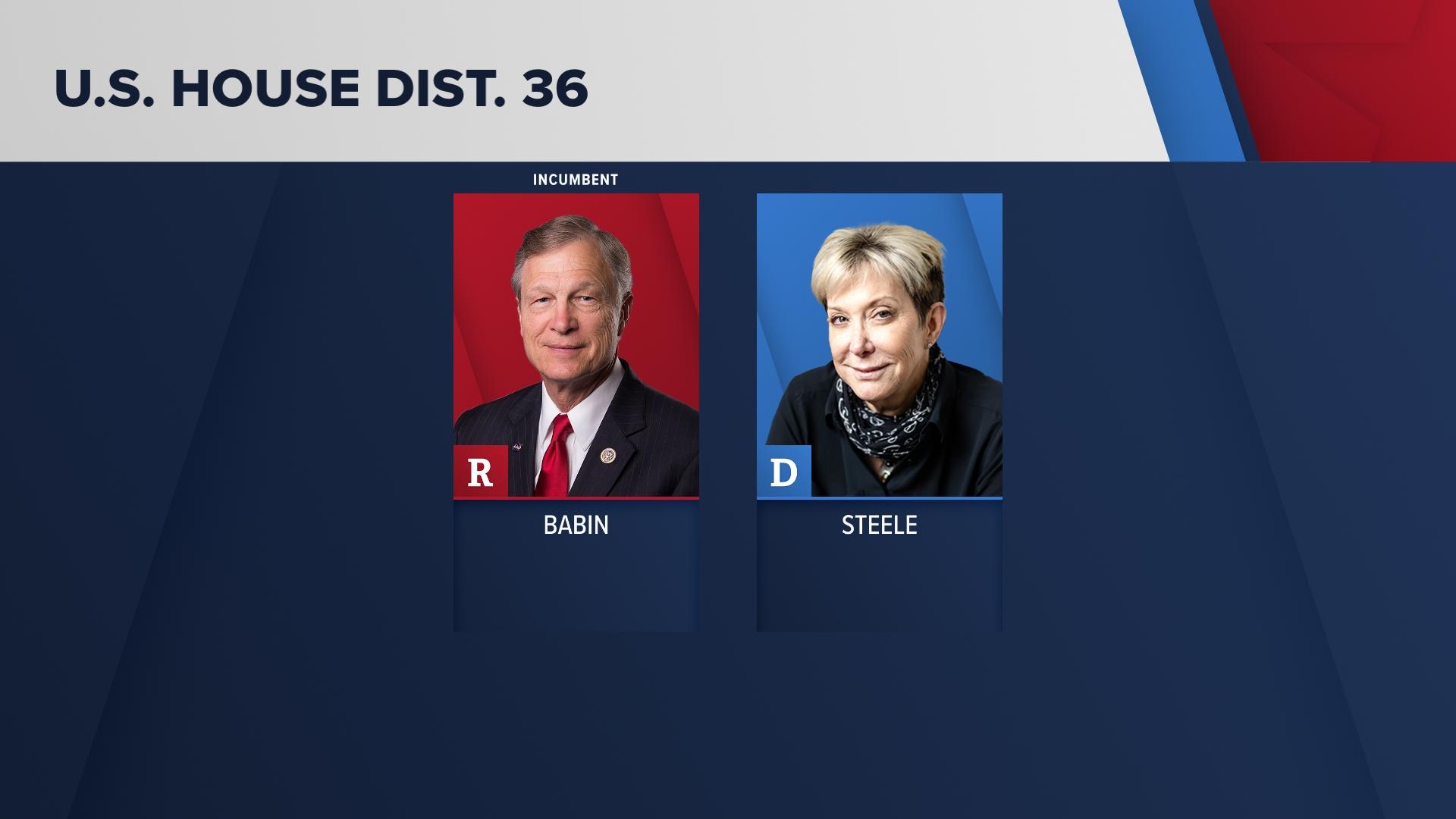 Democrat Dayna Steele is running against incumbent republican Dr. Brian Babin for the seat in Congress.