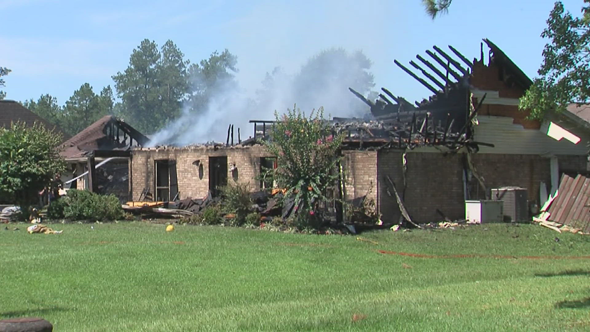 When firefighters arrived, they observed smoke coming out of the garage where vehicles were fully involved.