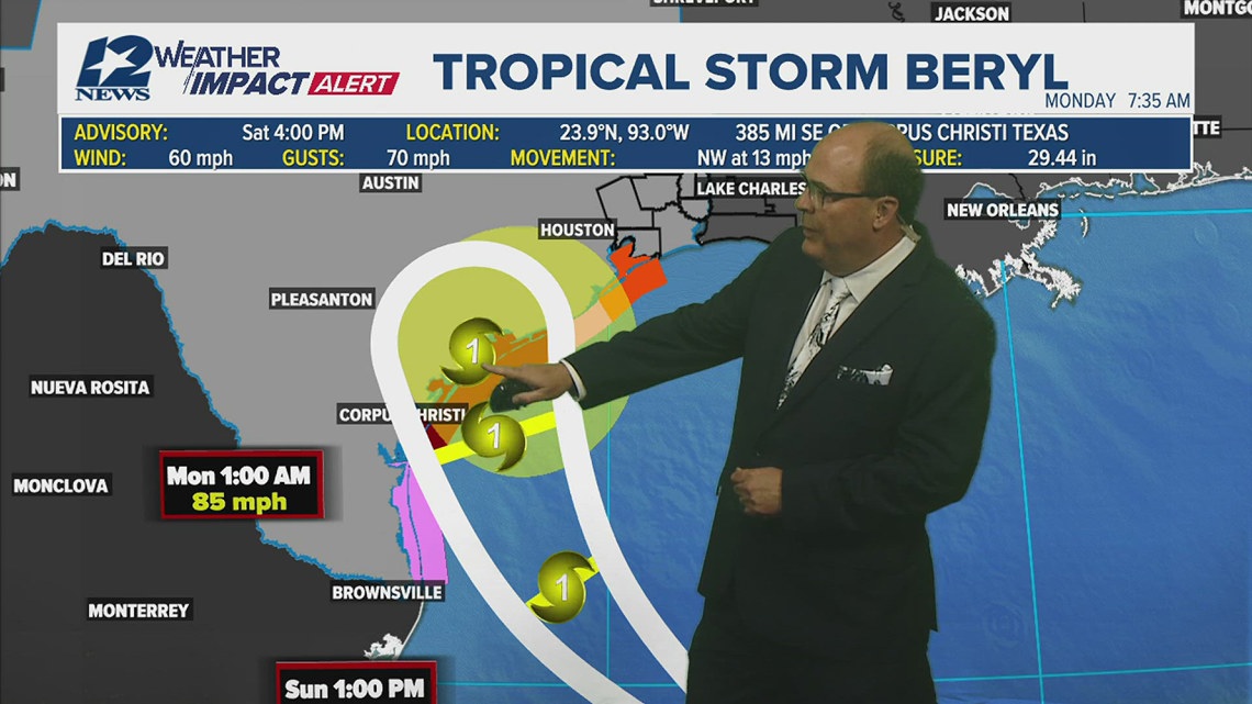 WEATHER IMPACT | 4 P.M. UPDATE: Tropical Storm Beryl heads toward Texas ...