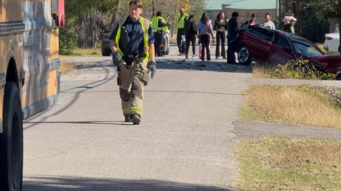 Beaumont ISD bus hit after car runs stop sign, district officials say ...