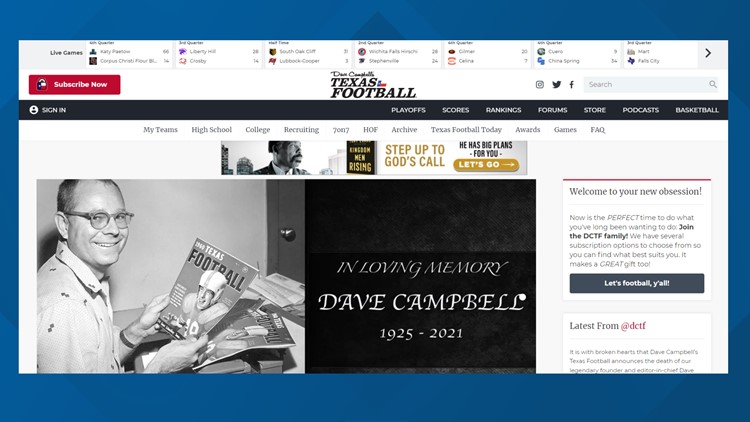 Sports journalist, Founder of the 'Bible of Texas football' Dave Campbell dead at 96