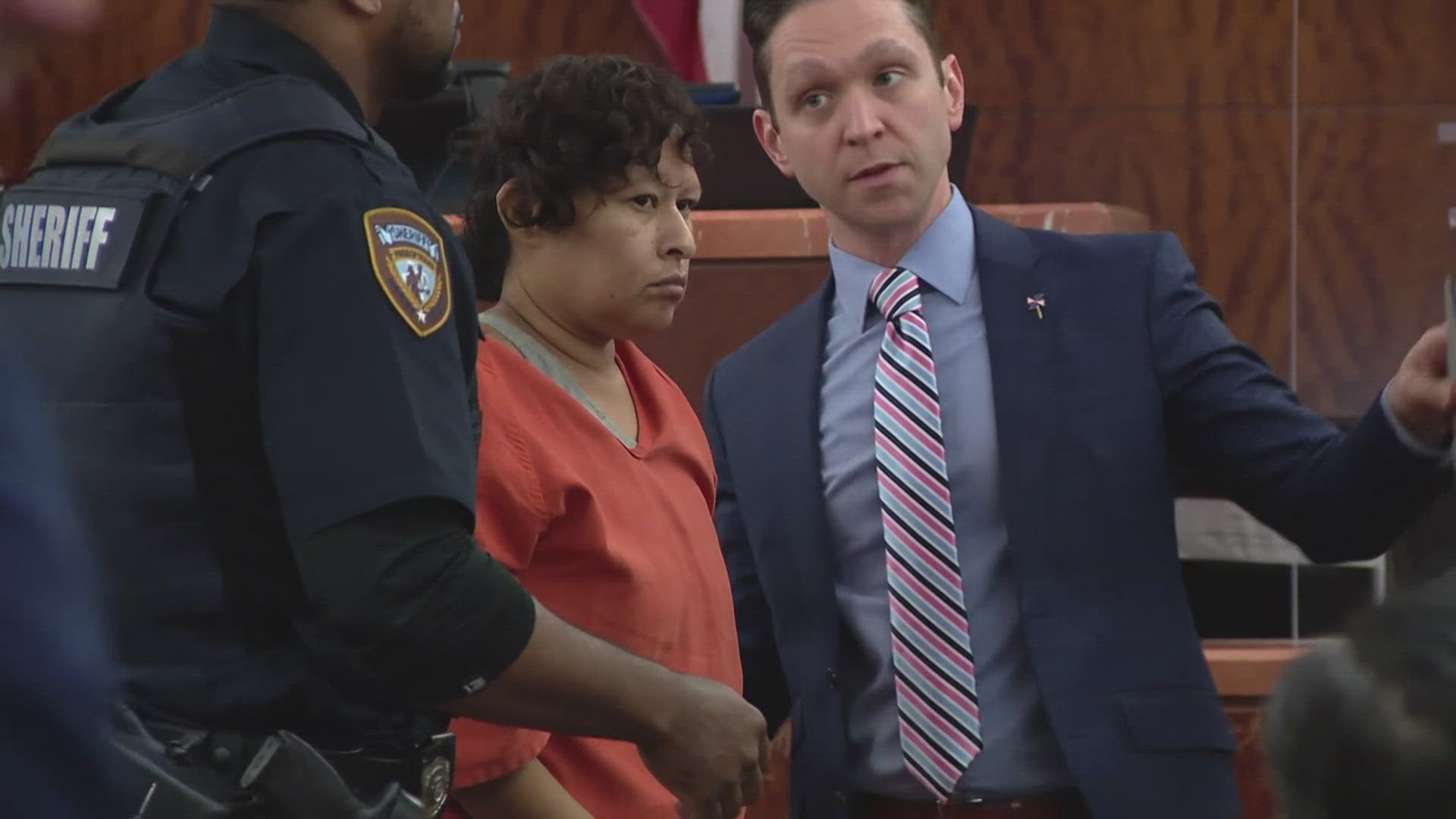 Yesenia Espinoza Mendez, 38, has been charged with arson-bodily injury or death, according to court records. She was taken into custody on Saturday.