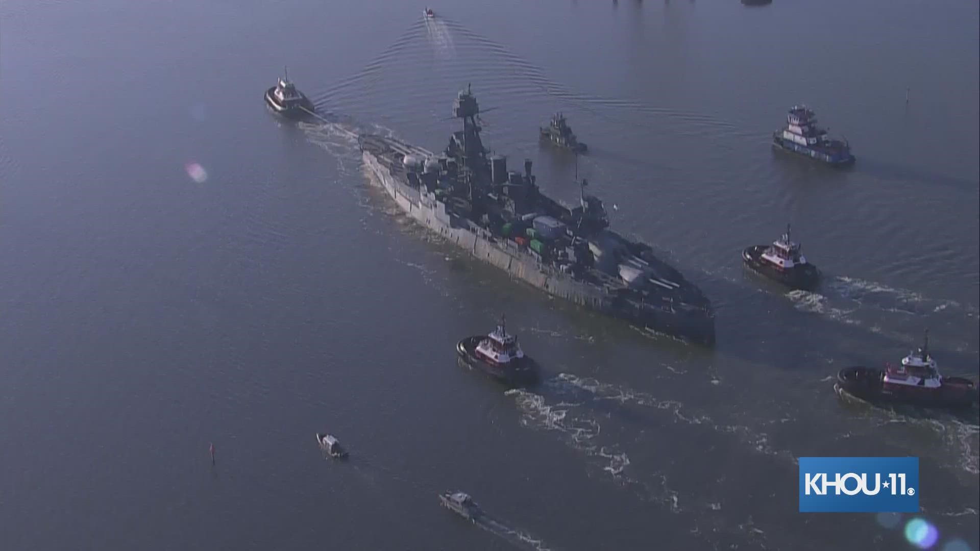 The Battleship Texas, the last remaining battleship that served in both World Wars, is headed to Galveston today for repairs.