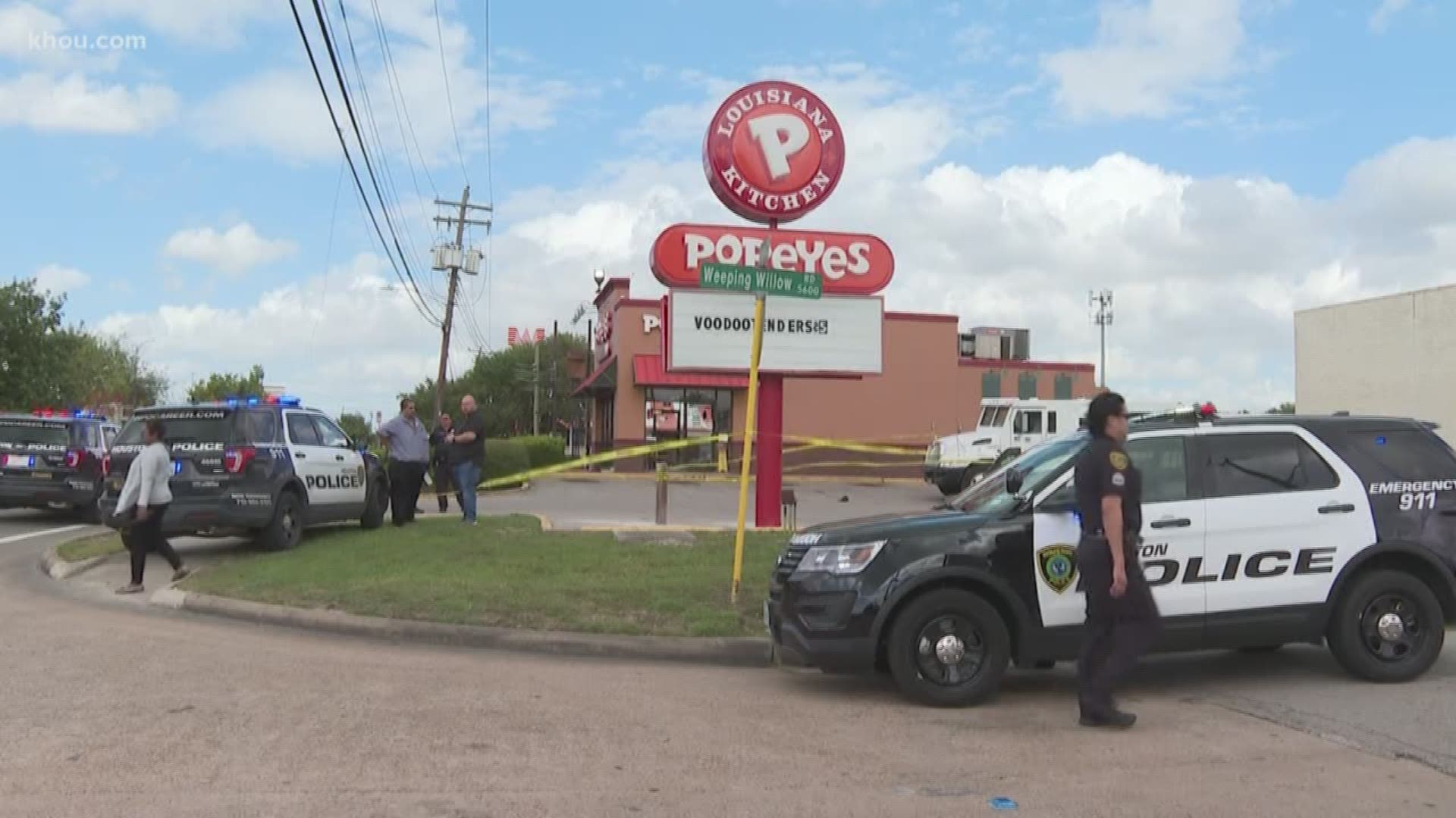 An armored truck security officer was killed after being shot in the face Thursday during an ambush at northwest Houston fast-food restaurant.