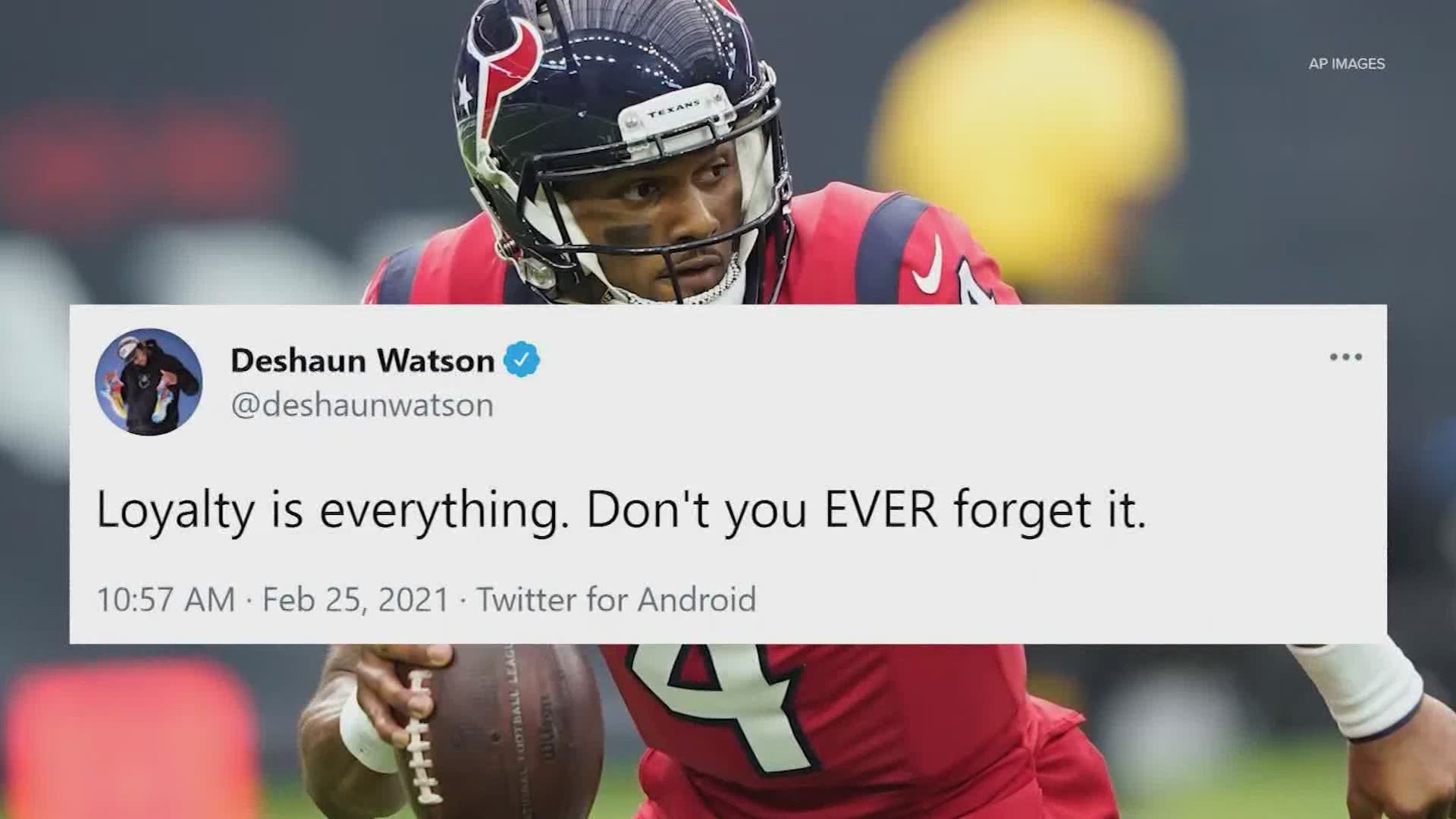 Deshaun Waston has met with new Texans head coach David Culley and said he will not play for the Texans, ESPN reports.