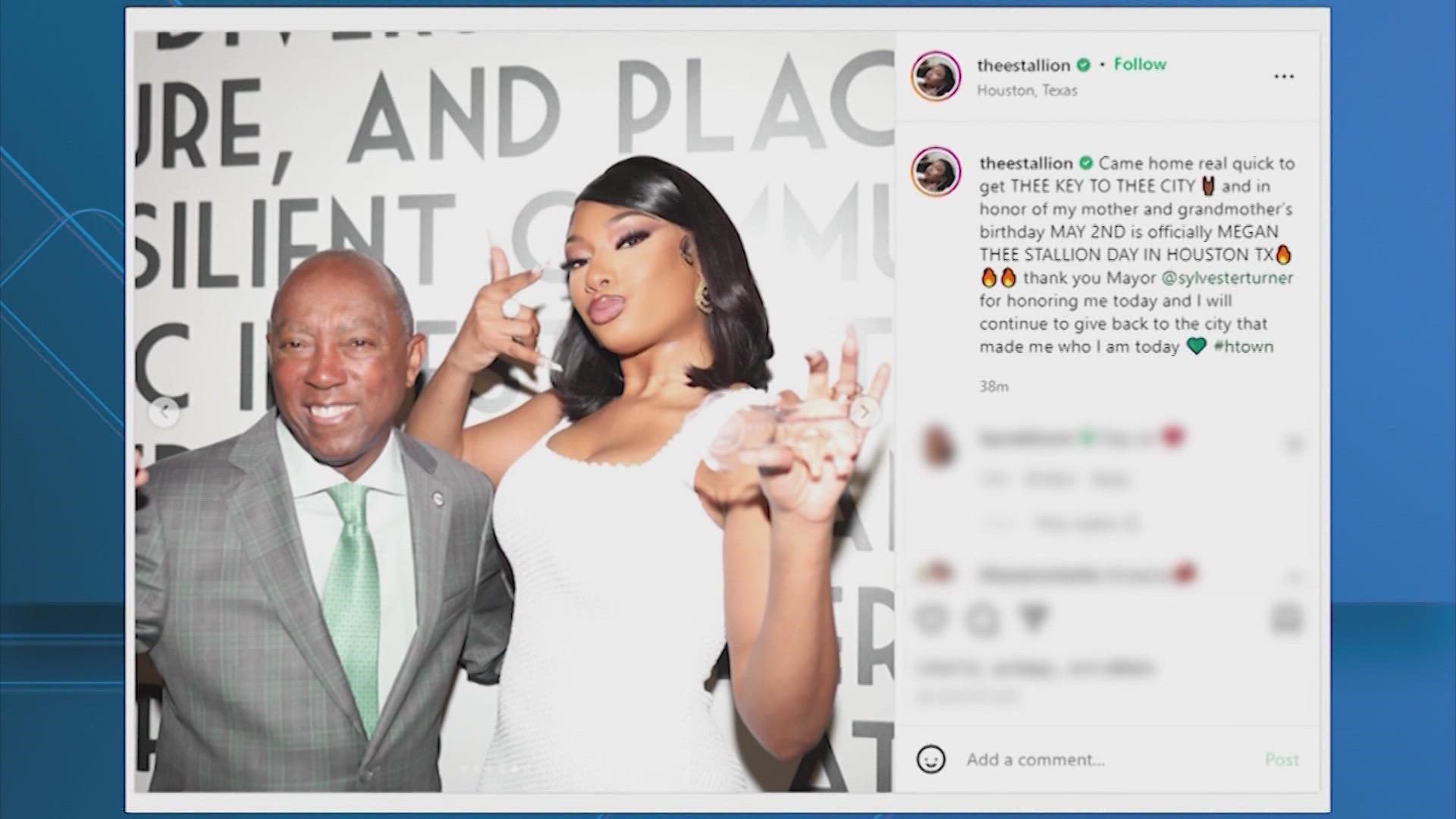 Mayor Turner gave the rapper a key to the city and officially declared 5/2/2022 as Megan The Stallion Day in Houston.