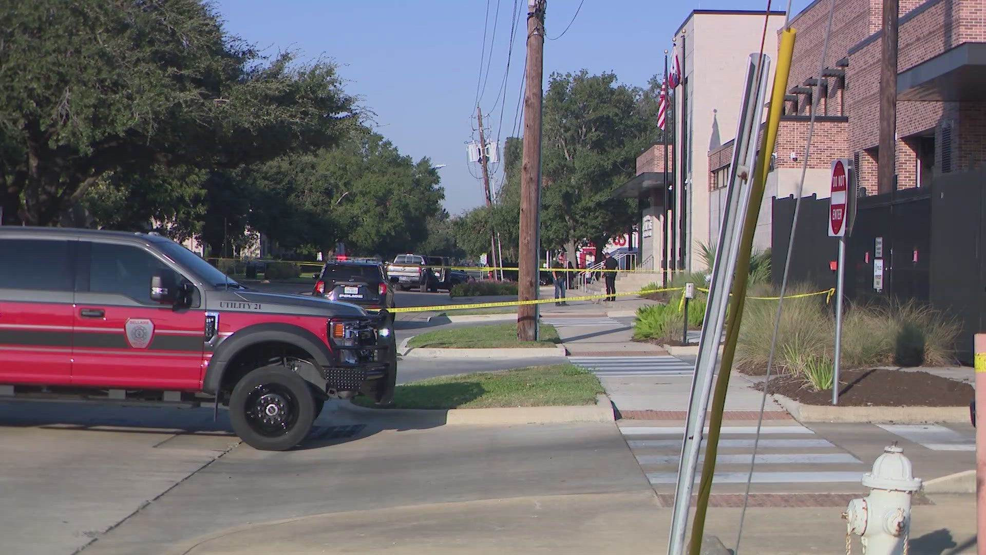 Bellaire police said the woman shot a man at the Bellaire police station during a domestic dispute.