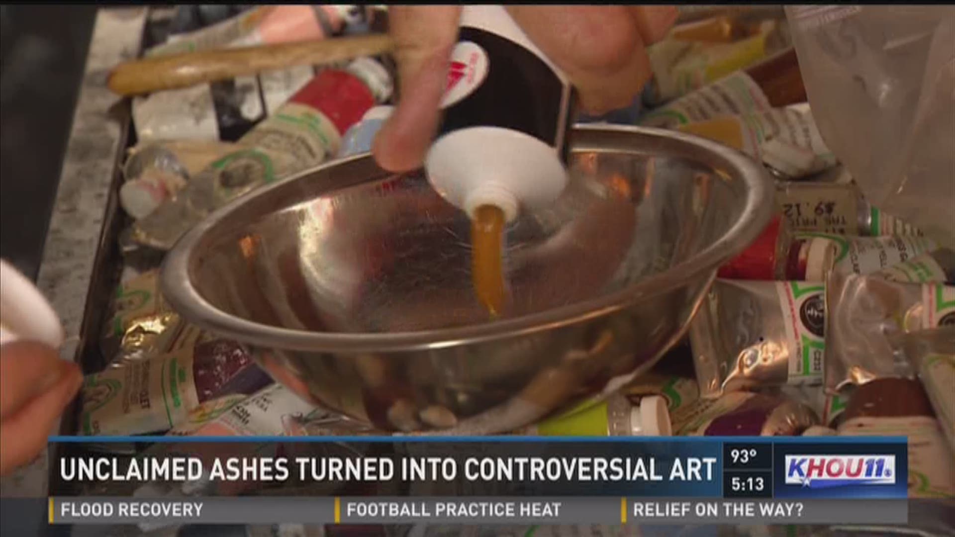 A local artist is creating paintings with a controversial medium.