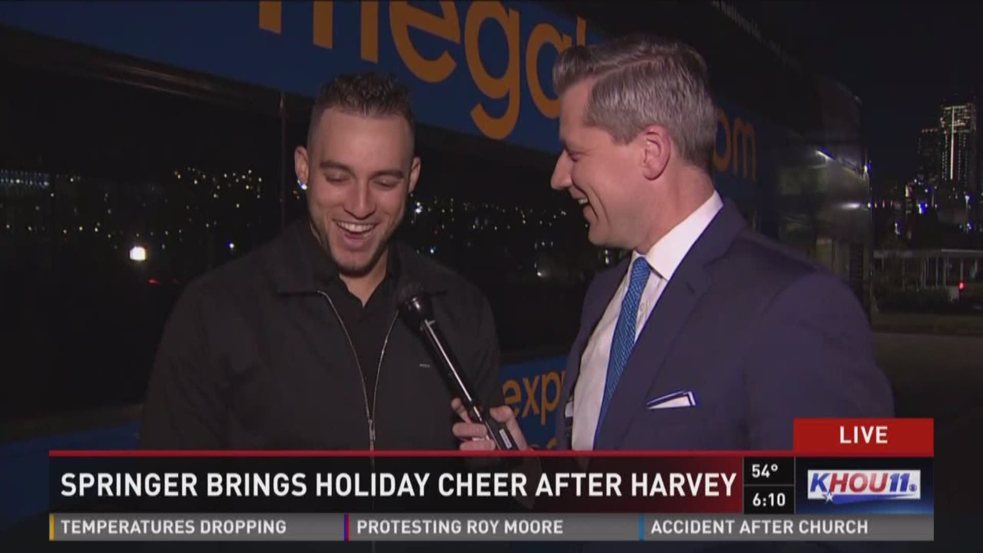 World Series MVP George Springer talks with KHOU 11 Sports' Jason Bristol about his partnership with Megabus, helping Hurricane Harvey victims and being a world champion.