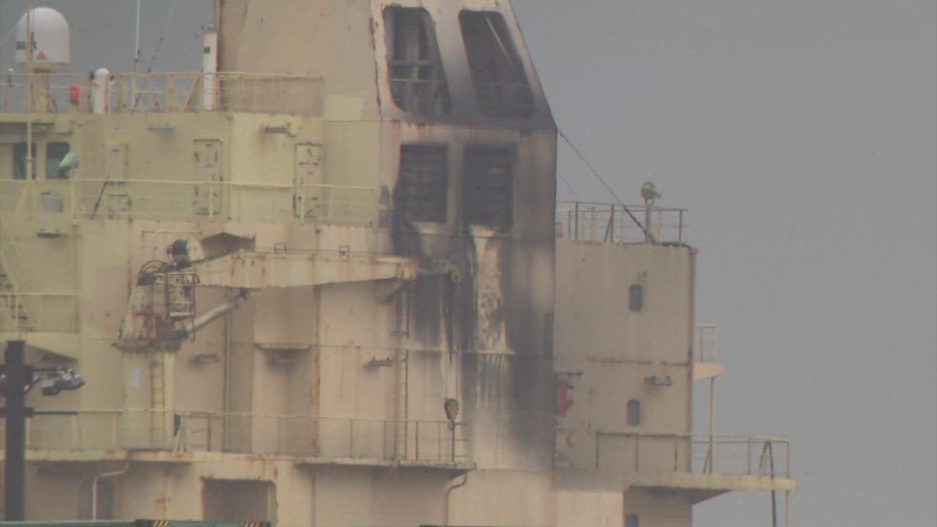 Two crew members were killed, and another was flown to the hospital following a deadly fire on board a container ship Monday morning.