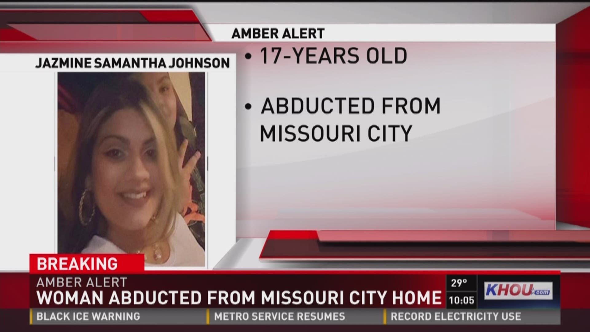 Authorities issued an Amber Alert for an abducted 17-year-old girl from Missouri City on Wednesday night. 