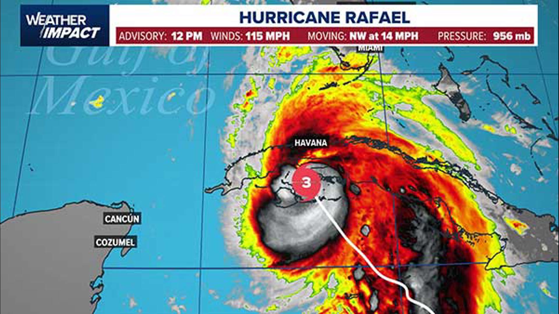 Meteorologist Kim Castro is tracking the latest movements of Rafael, which has quickly strengthened.