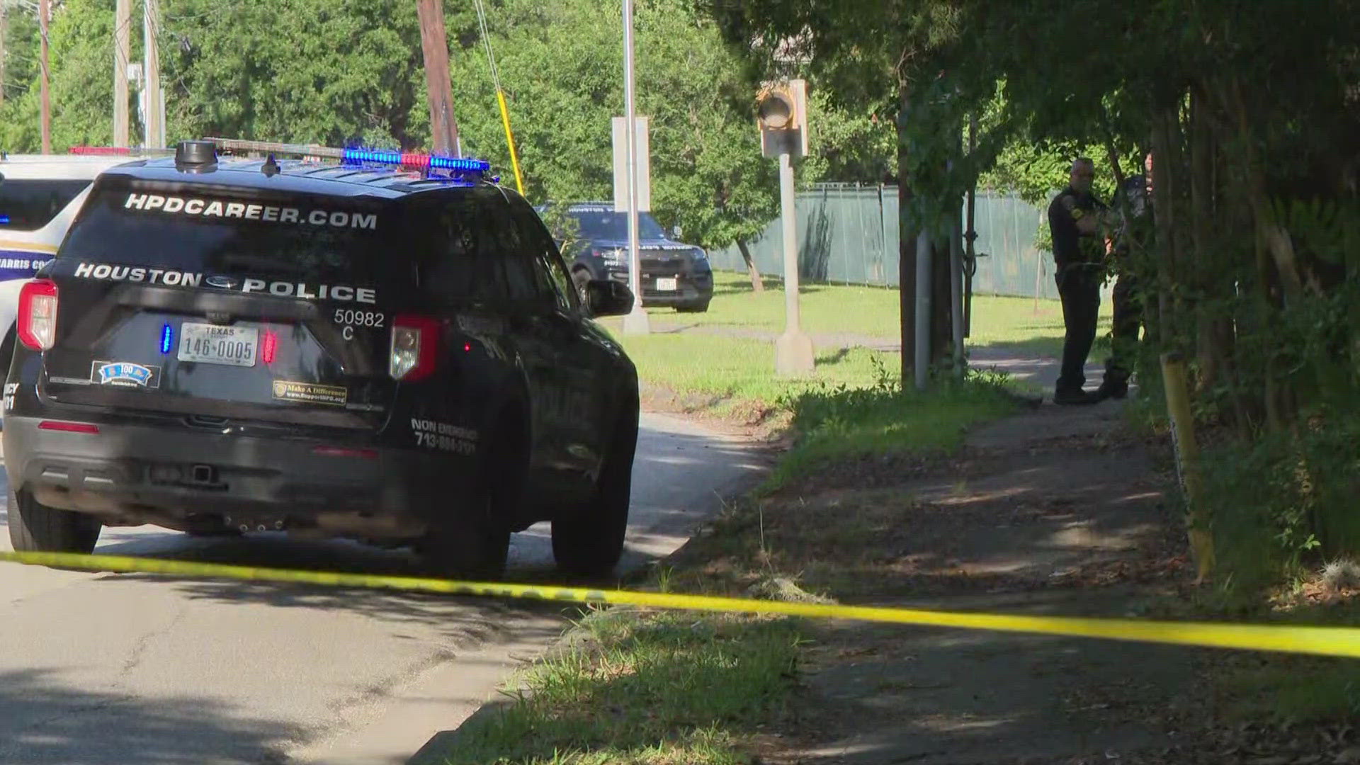 HPD said an armed security officer patrolling River Oaks responded to a burglary-in-progress call. He confronted the suspect and was shot in the arm.