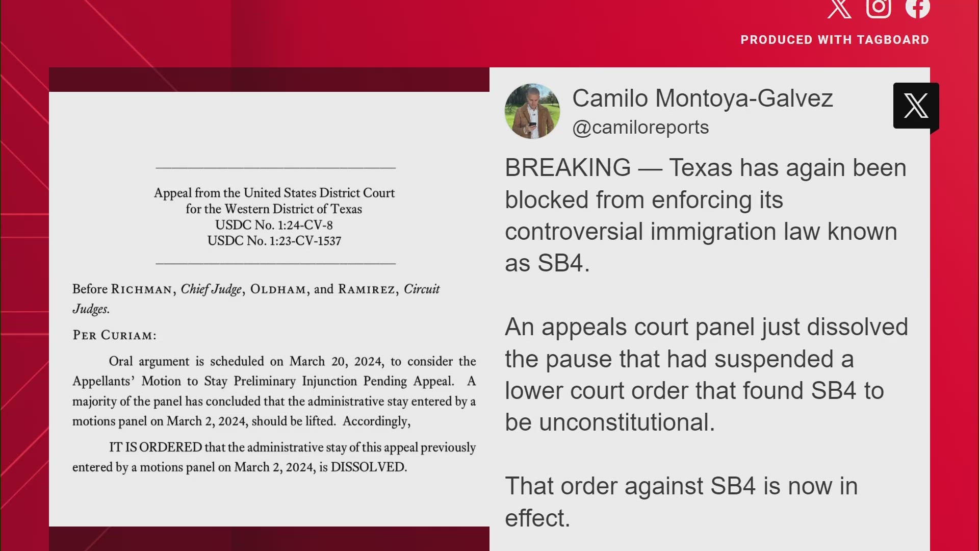 SB4 allows any police officer in Texas to arrest migrants for illegal entry. A judge could then order them to leave the U.S.