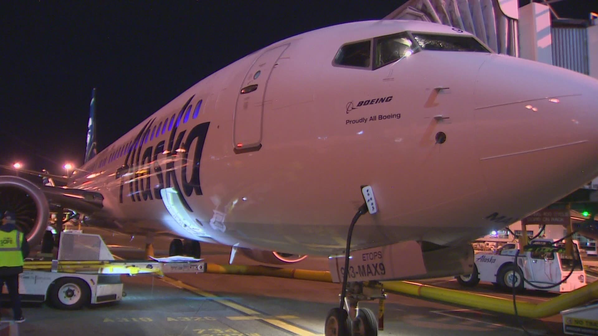 The Boeing 737-9 MAX airplane made its first passenger flight Monday to California from Sea-Tac International Airport.