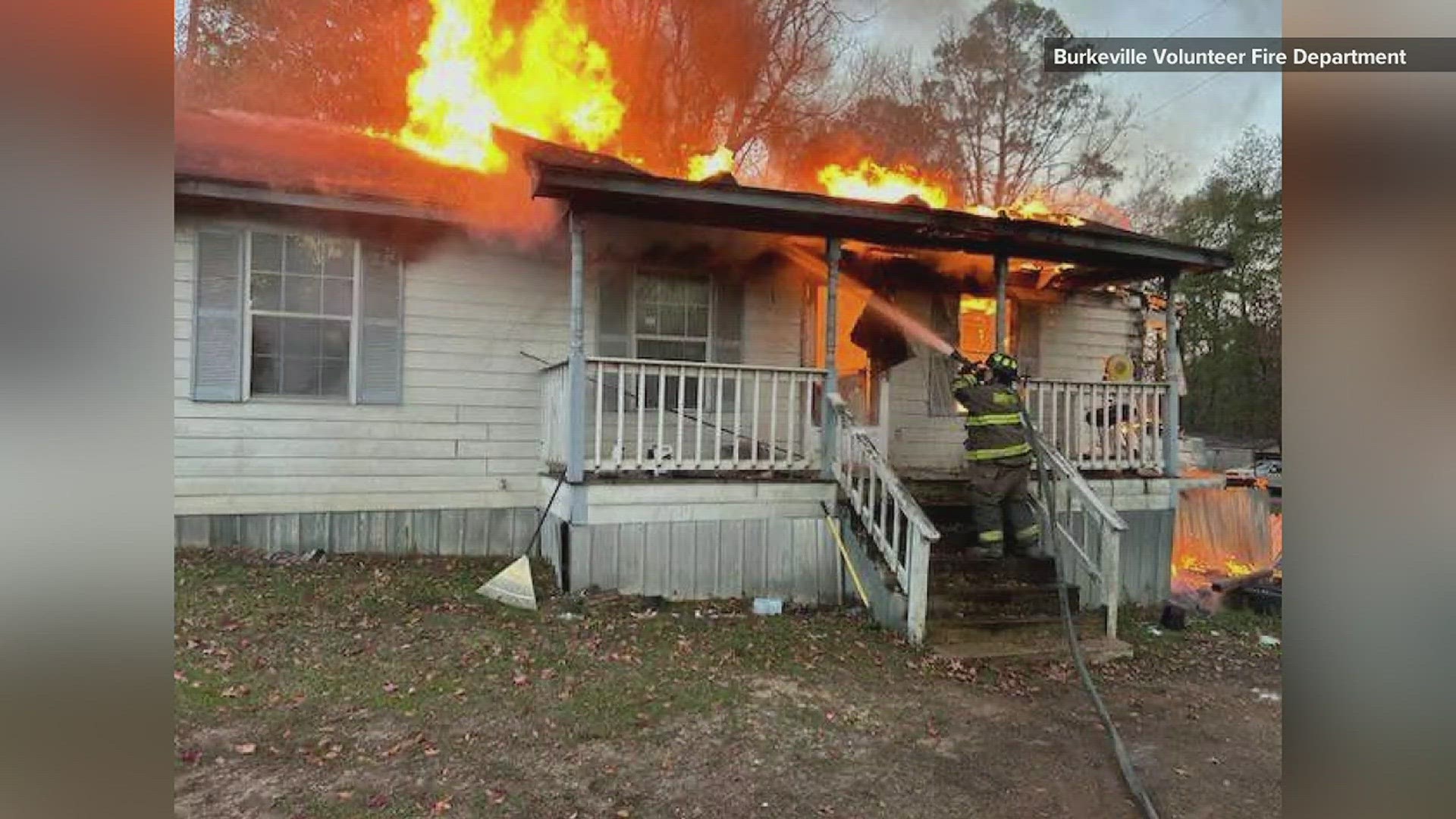 Around 6:45 a.m. Burkeville Fire Department responded to the fire at a home at the corner of 1028 and Highway 87 North.