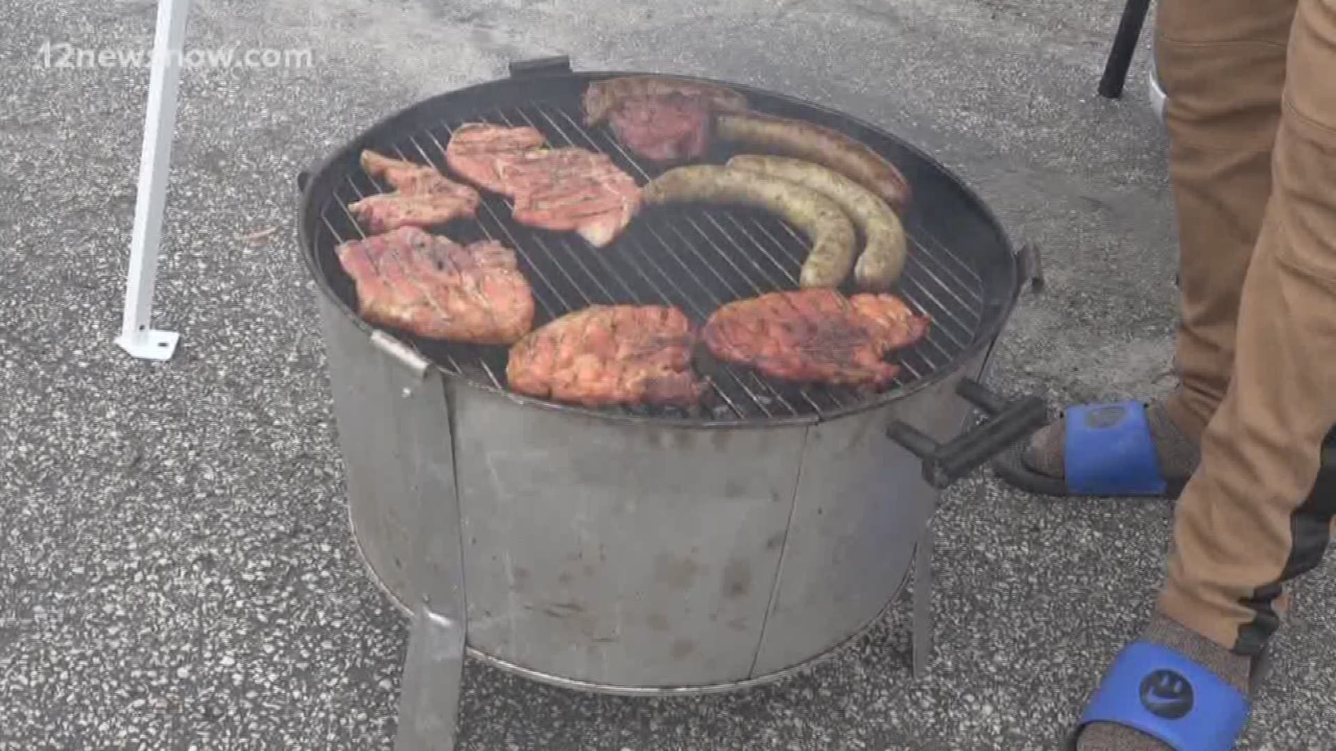 This father of two sells plates of food to help fund his children's Christmas presents. The Beaumont man sells plates at the Concord and Lucus intersection.