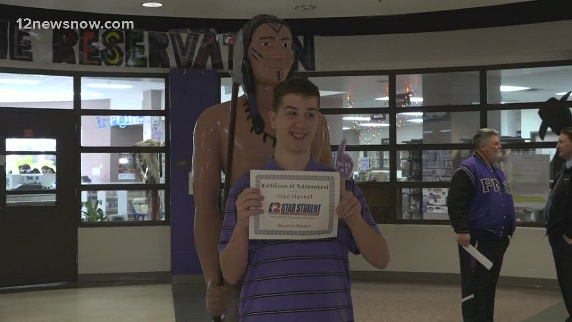 Grant Marshall is a name well known around Port Neches-Groves High School. He is autistic and struggled to go to pep rallies at the school. But now he is leading them and inspiring others.