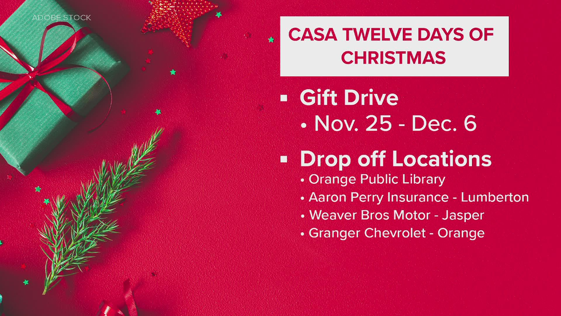 The donations from the gift drive will go to children served by CASA.