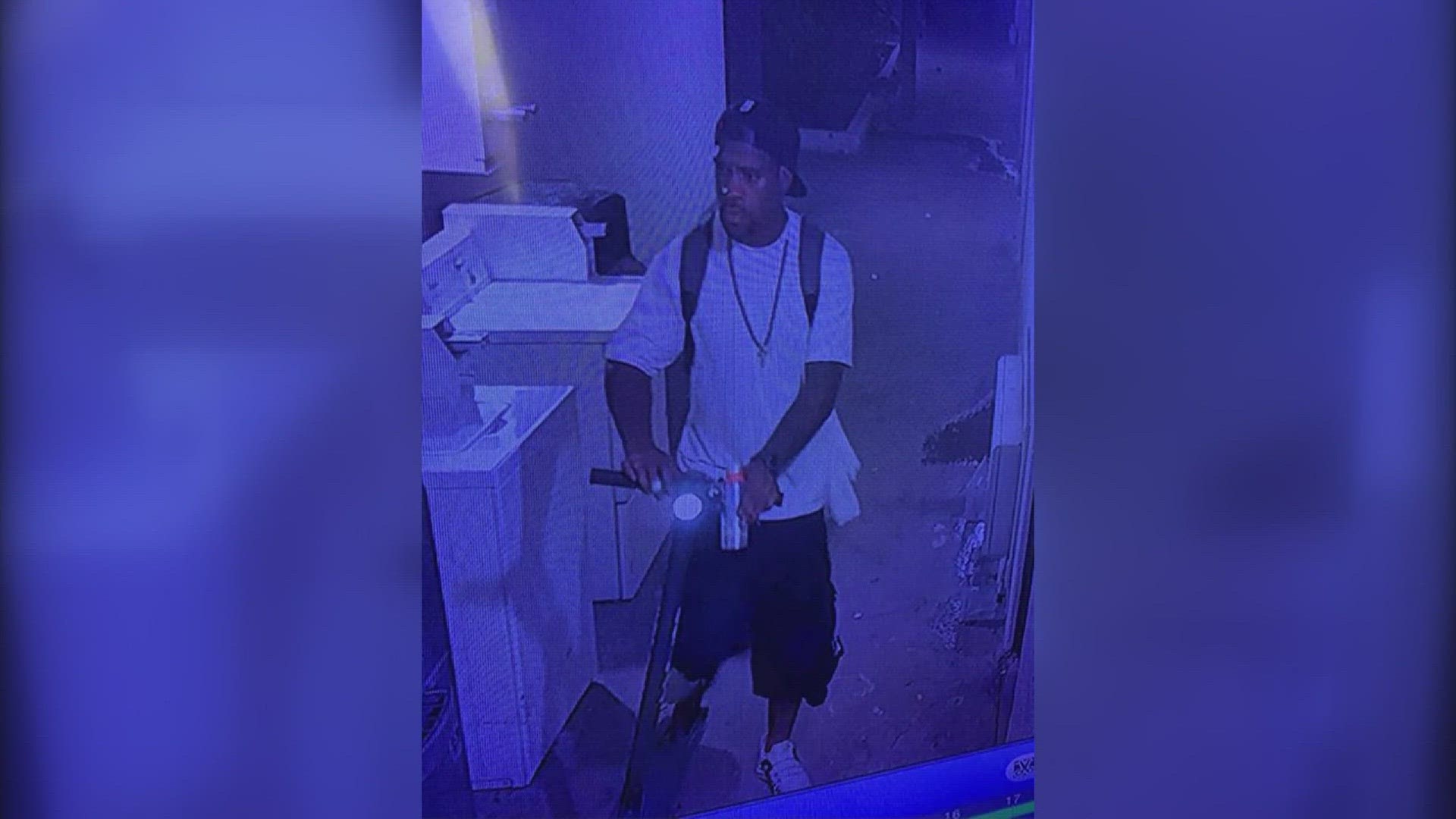 Beaumont Police are searching for a robber riding an electric scooter after they say he held up a person at gunpoint at a Beaumont motel earlier this month.