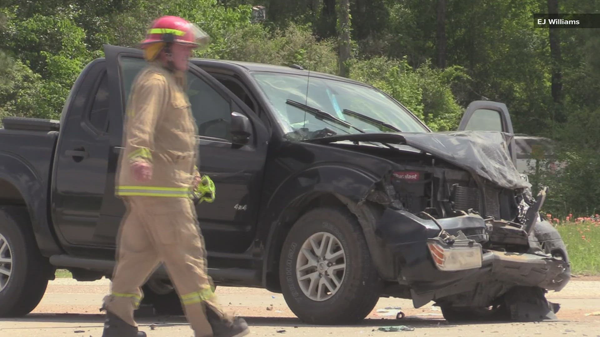 A car and a pickup truck were involved in the wreck which happened at about 1:30 p.m. at U.S. Highway 96 and Old Evadale Rd.