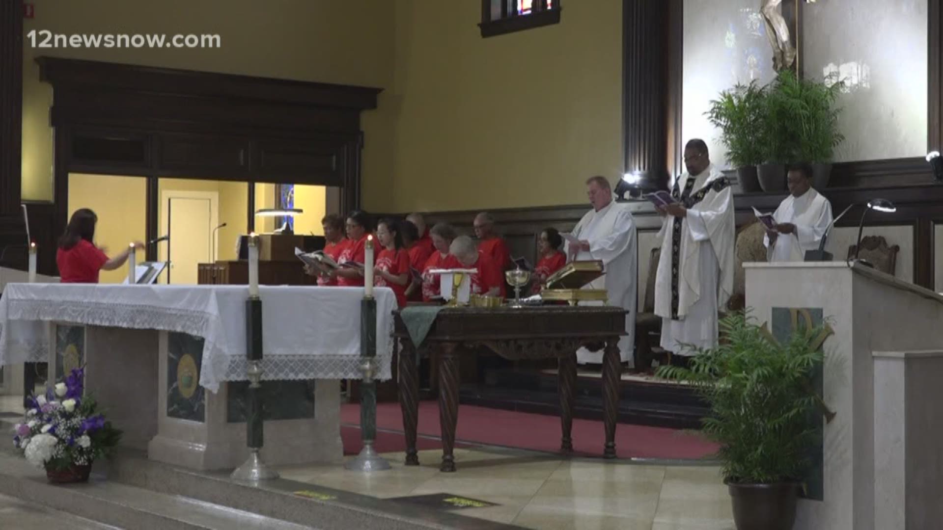 The community wide mass started at `11 a.m. at St. James Catholic Church in Port Arthur.