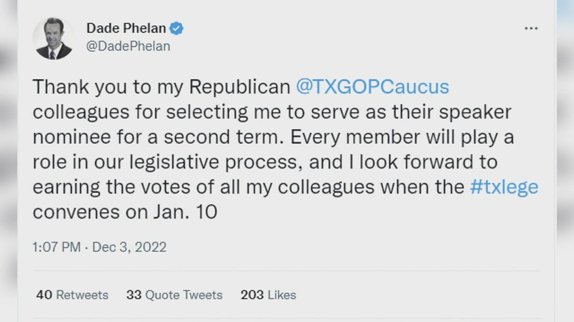 'I look forward to earning votes': Texas Republican Caucus endorsing Dade Phelan