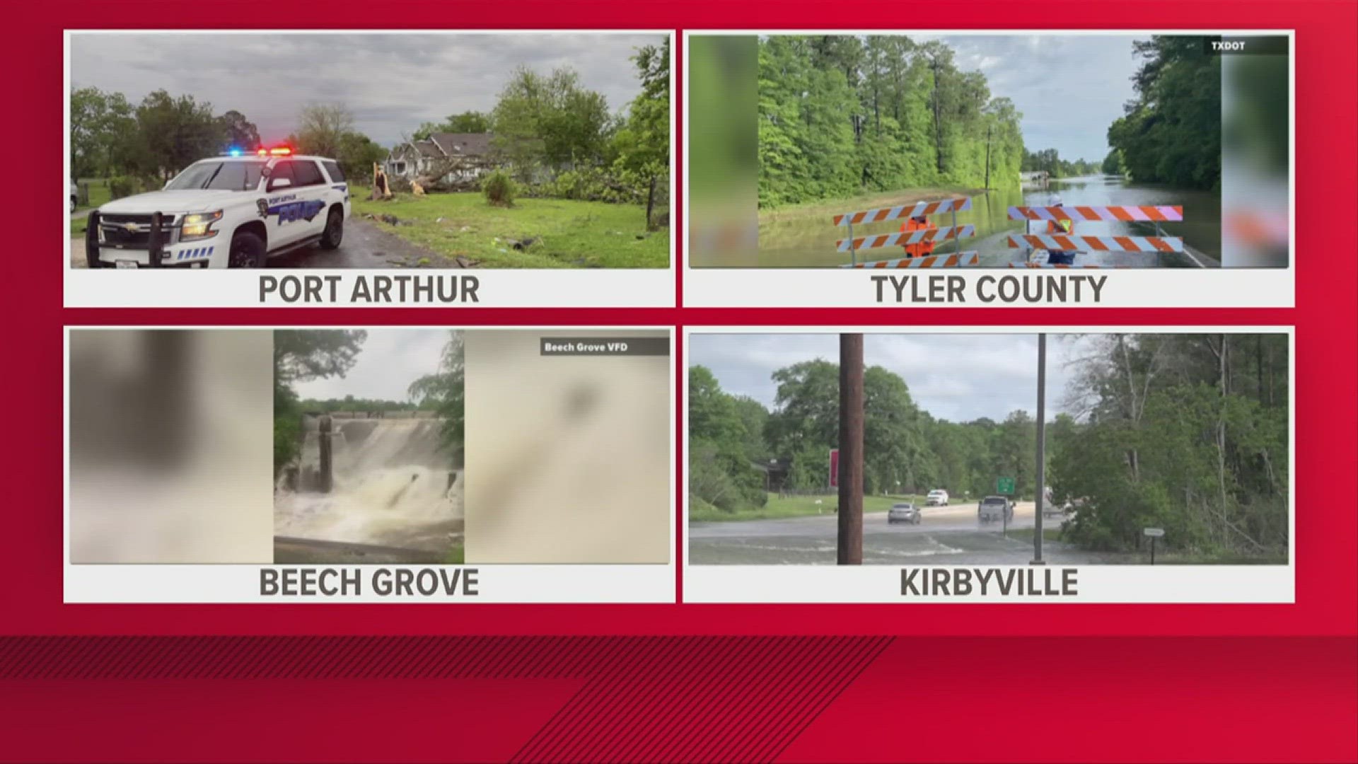 The National Weather Service says that an EF-2 tornado swept through Port Arthur.