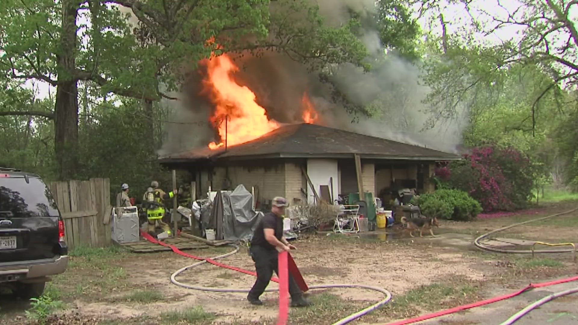 Chief Robert Smith said that the single-story, wood framed home was engulfed in flame and thick smoke when they arrived.