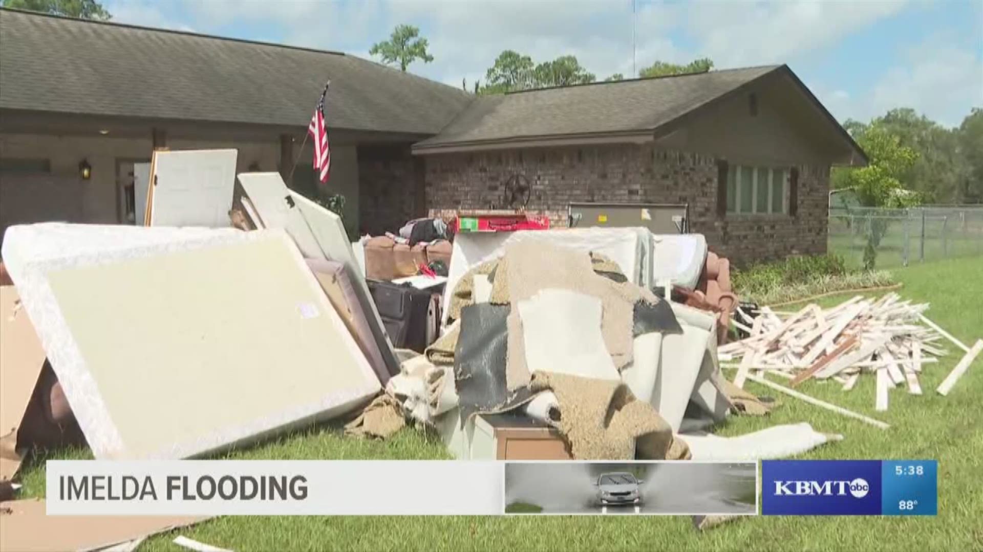 In the Maple Crest subdivision, standing water is slowing down some of the cleanup efforts this evening.