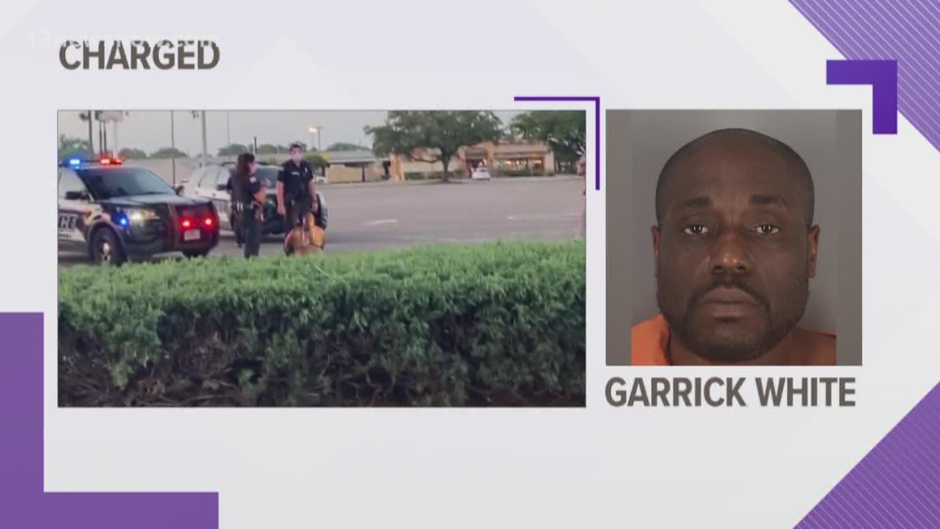 Beaumont Police arrested Garrick White. Officers said he drove a vehicle through the mall entrance.