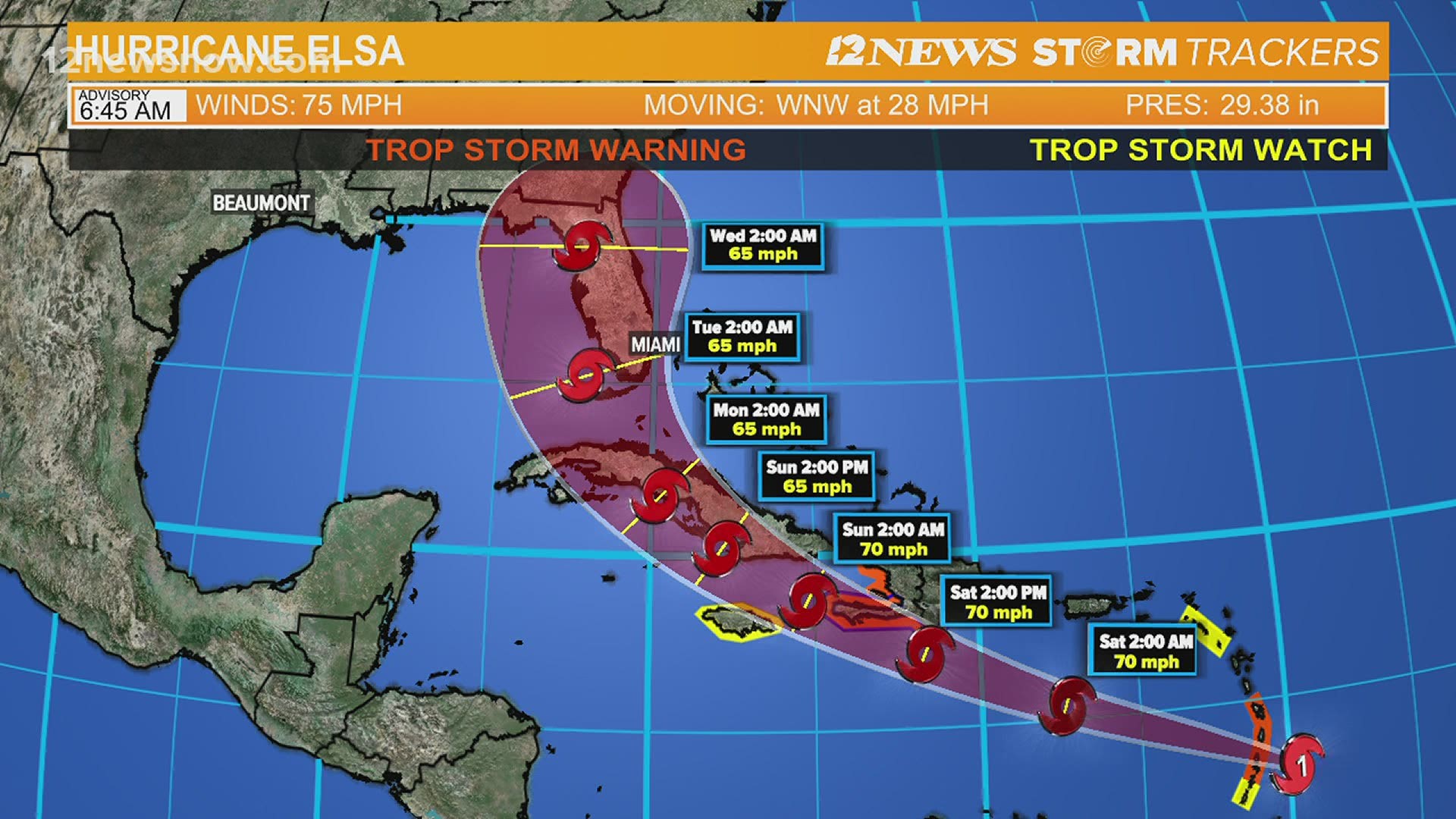 The hurricane is not expected to be a problem for Texas, but Florida is watching the forecast path closely.