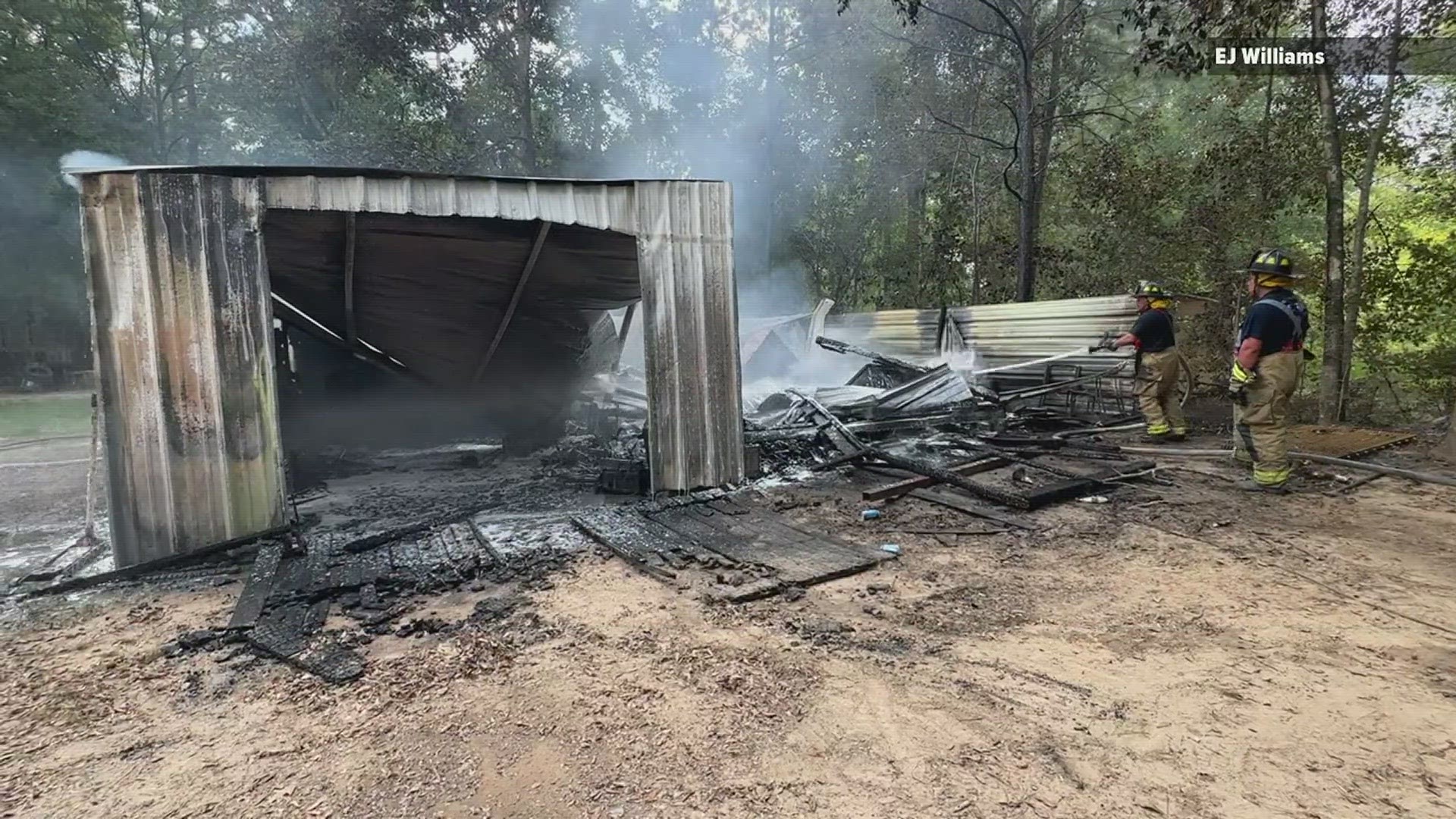 Firefighters worked hard to prevent the fire from spreading to the house, but the house did receive some damage from the heat.