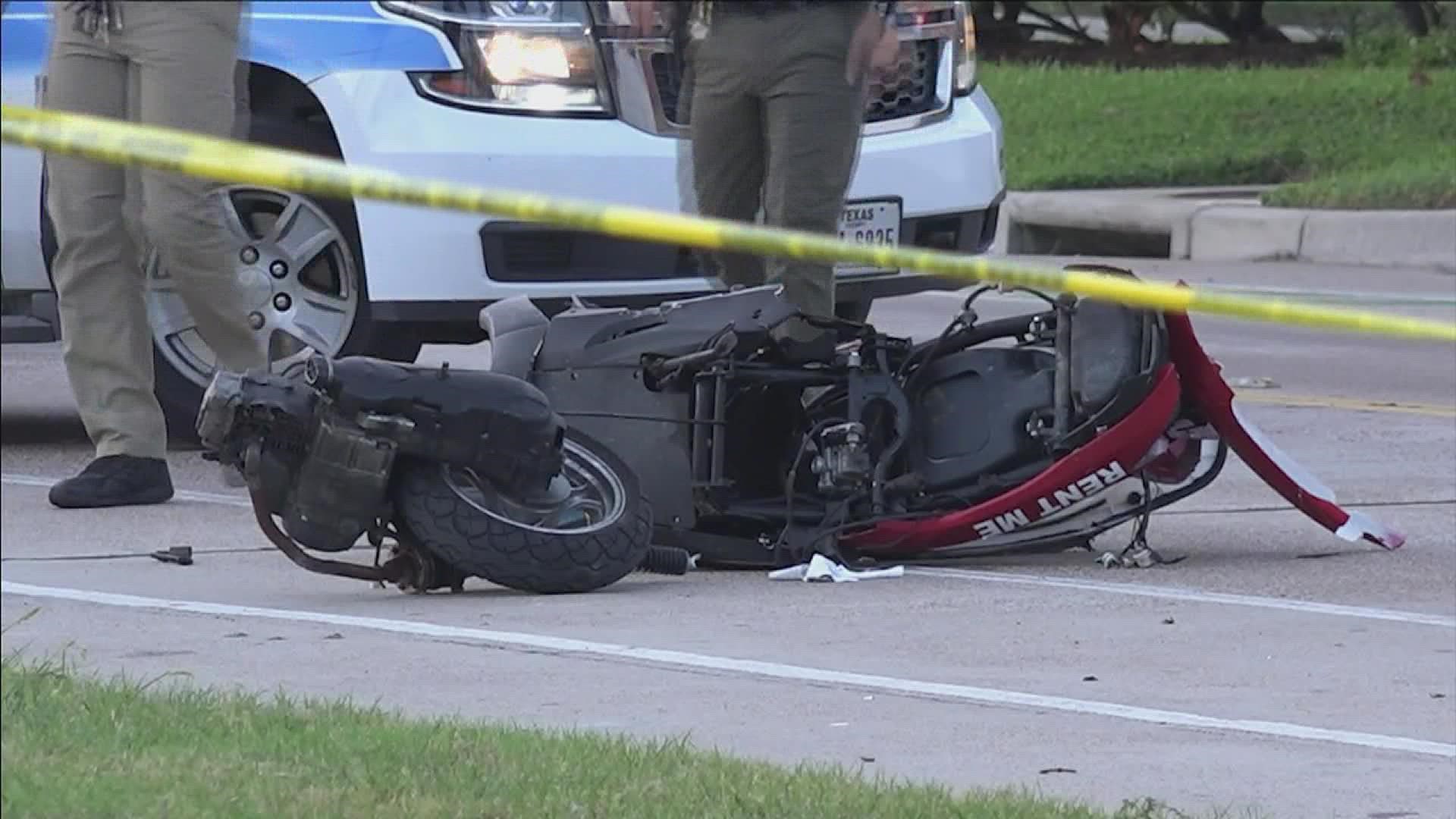 A 49-year-old man in Galveston on a scooter was hit and killed by a car Sunday night after it ran a stop sign according to police.