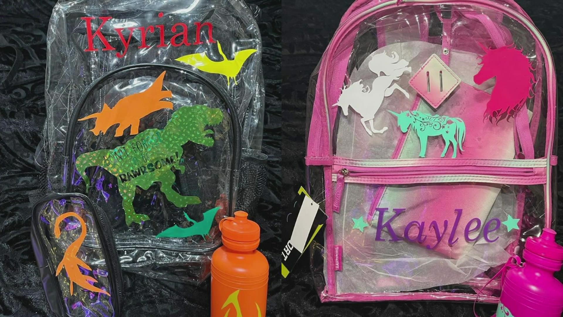 Whether it’s baseball, Star Wars, or an LOL doll, Rekell Williams, of Beaumont, can add some personal décor to your child's plain, clear backpack.