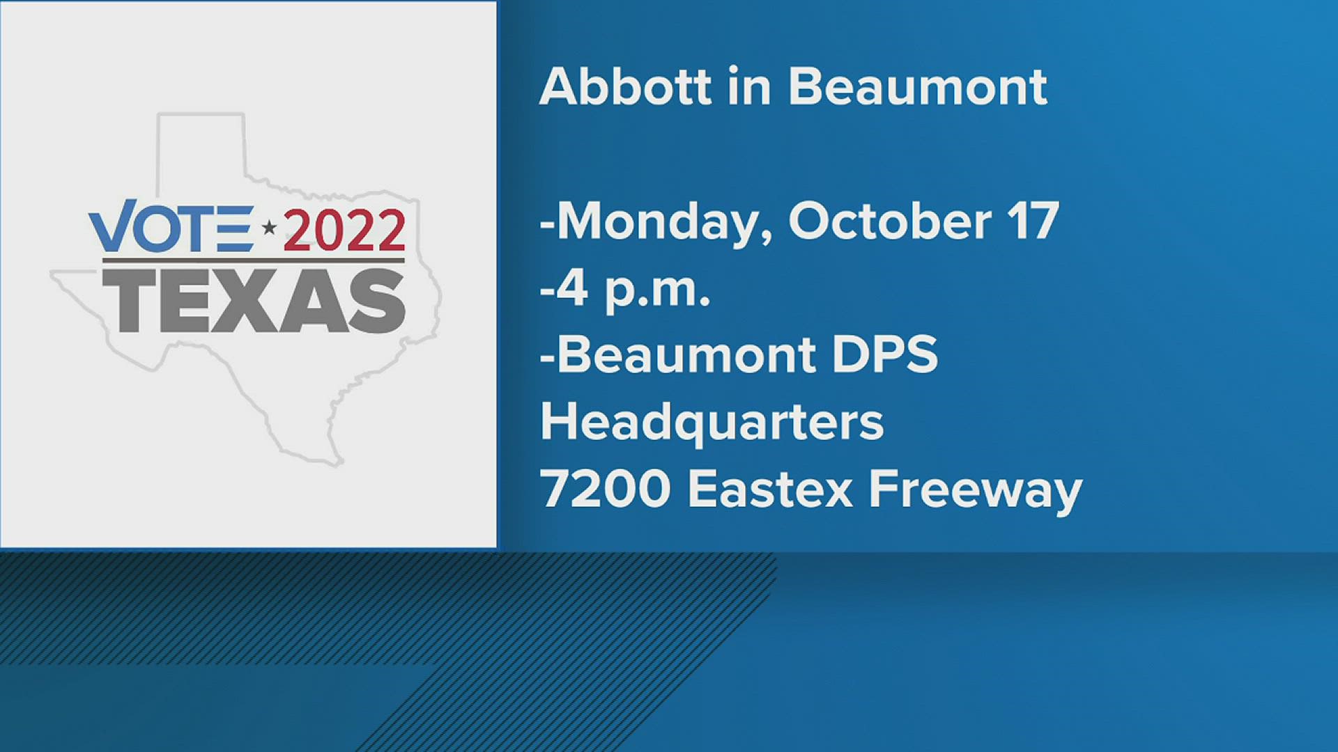 Gov. Greg Abbott set to host round table discussion in Beaumont Monday