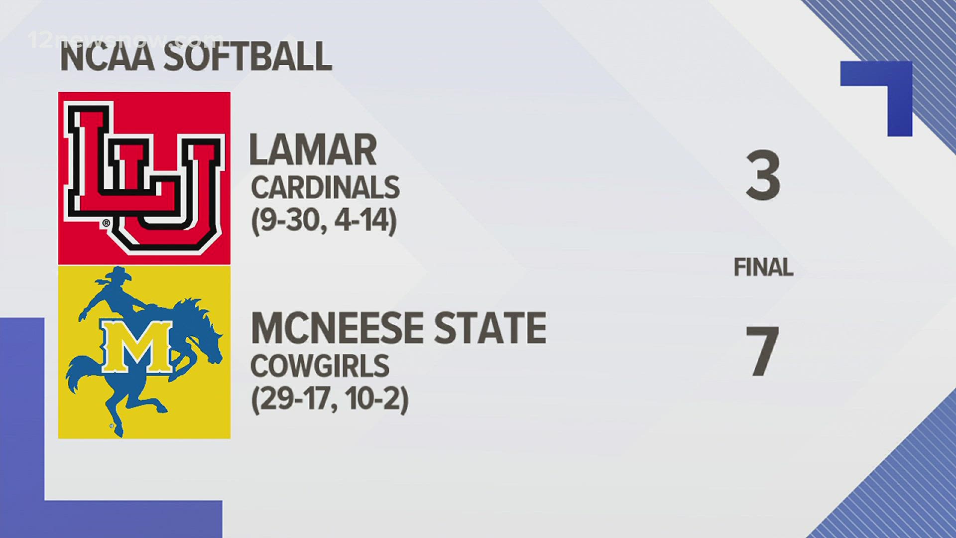 Lamar softball drops to 9-30 overall this season.