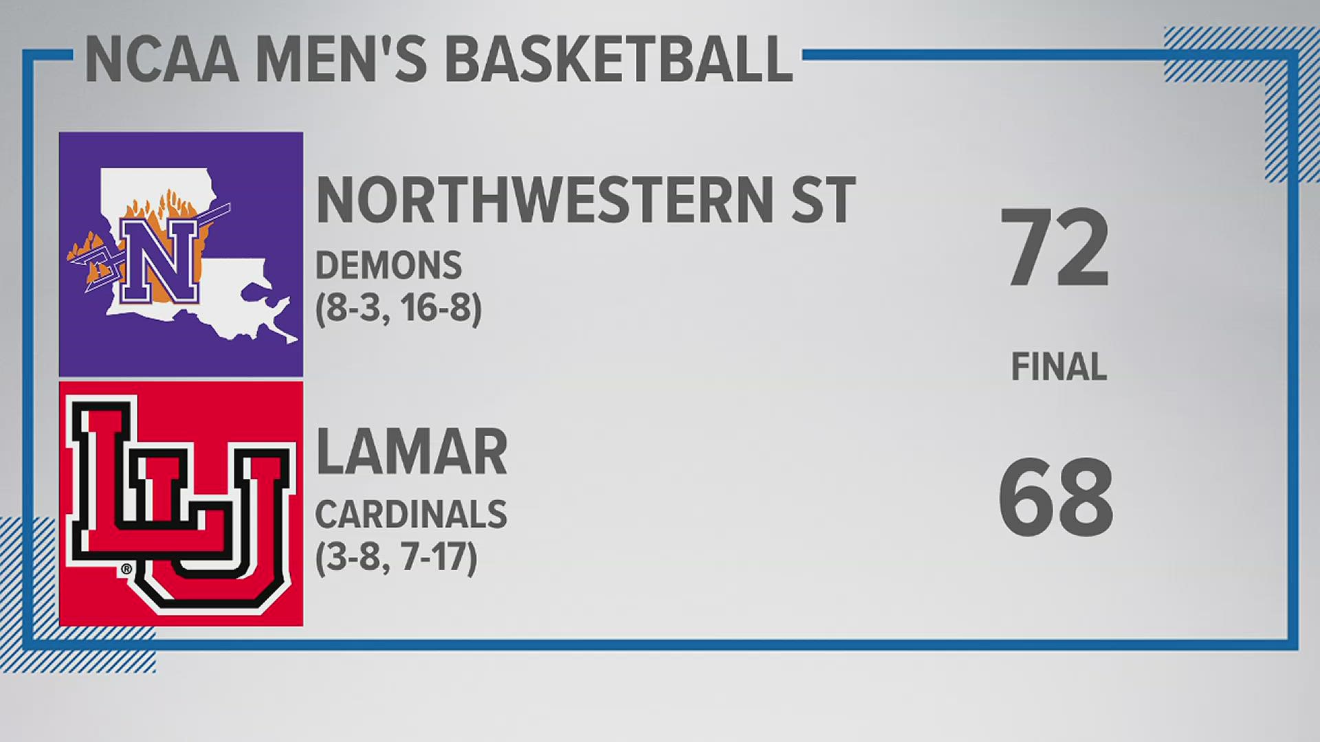 Lamar University took Northwestern State down to the wire Saturday afternoon before falling by the final score of 72-68.