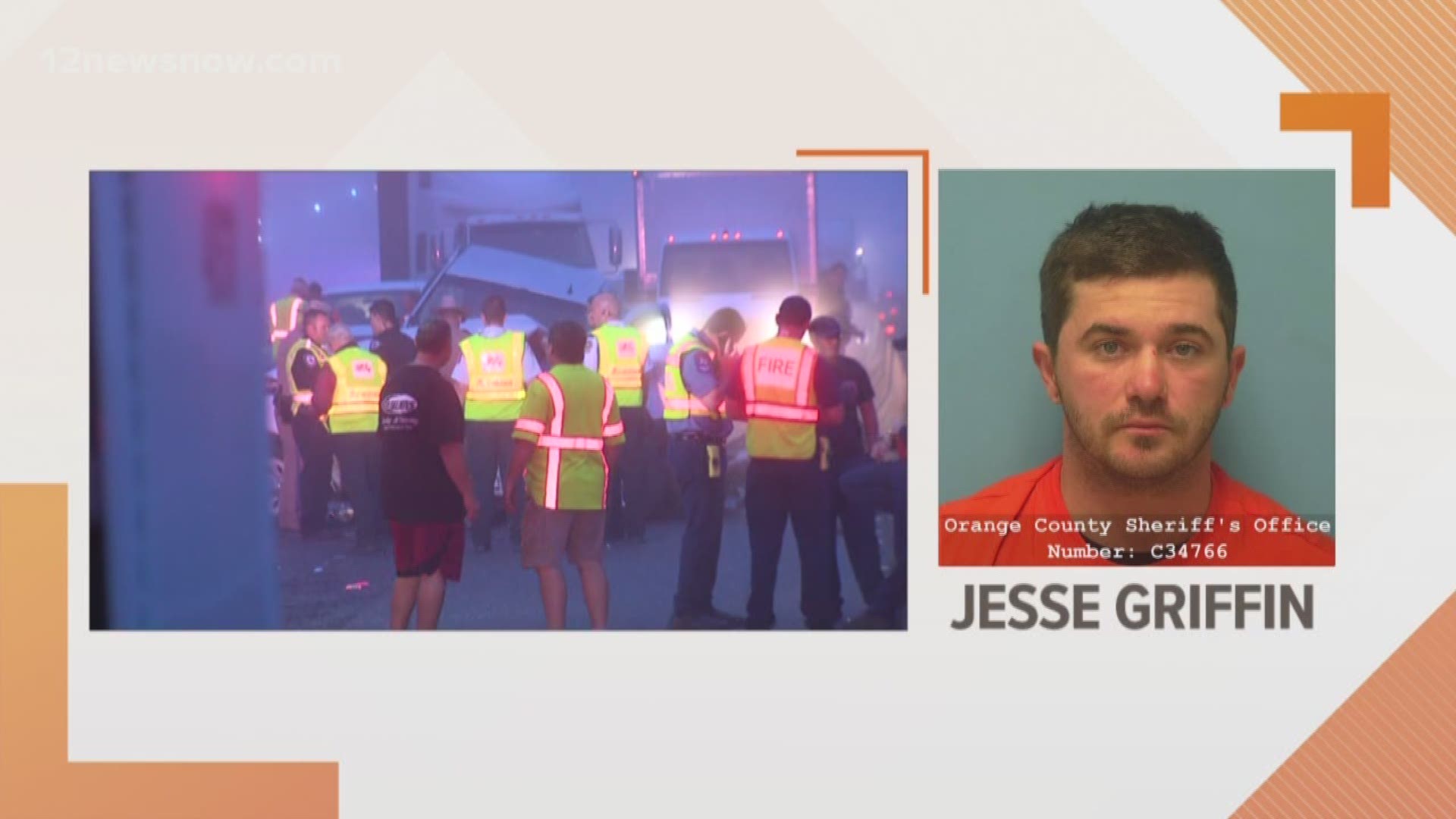 29-year-old Jessie Griffin of Vidor, TX caused a multi-vehicular wreck after speeding. The chain-reaction killed two people from Mississippi.