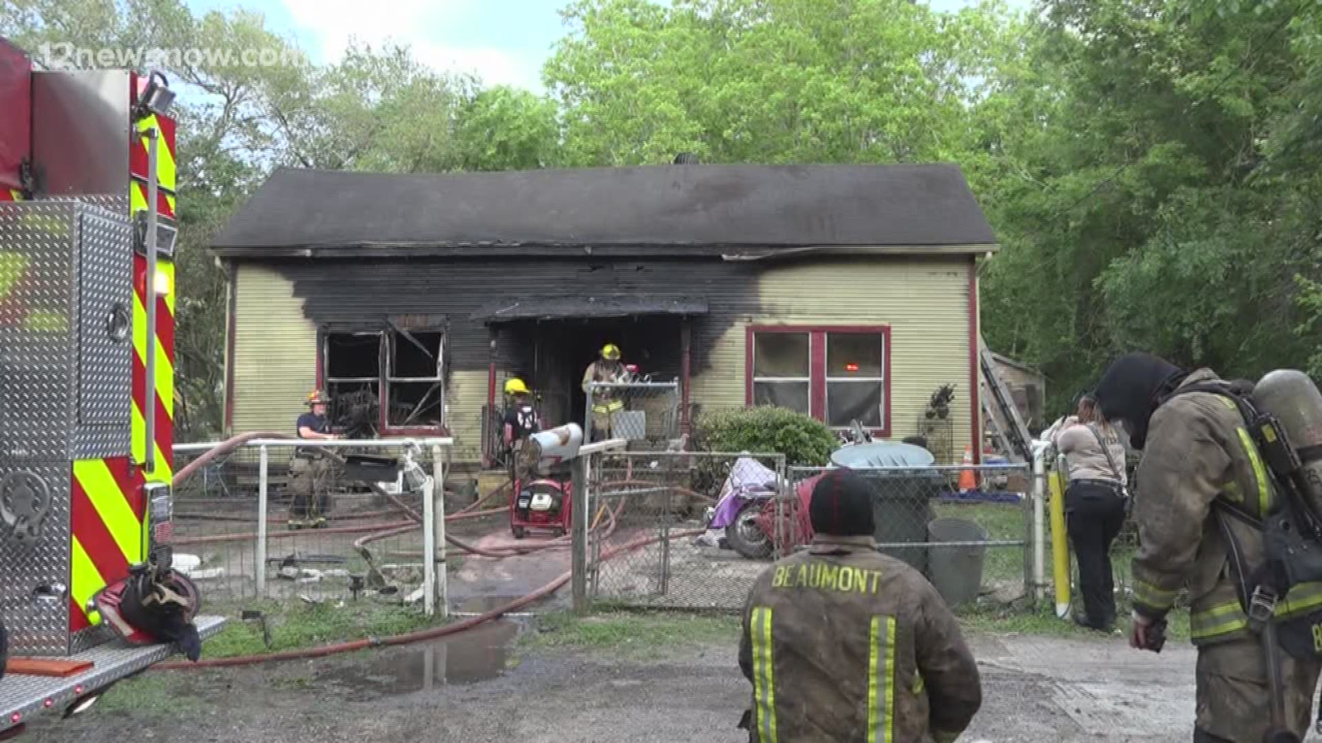 The fire happened in the 3300 block of Lampassas in Beaumont's north end.