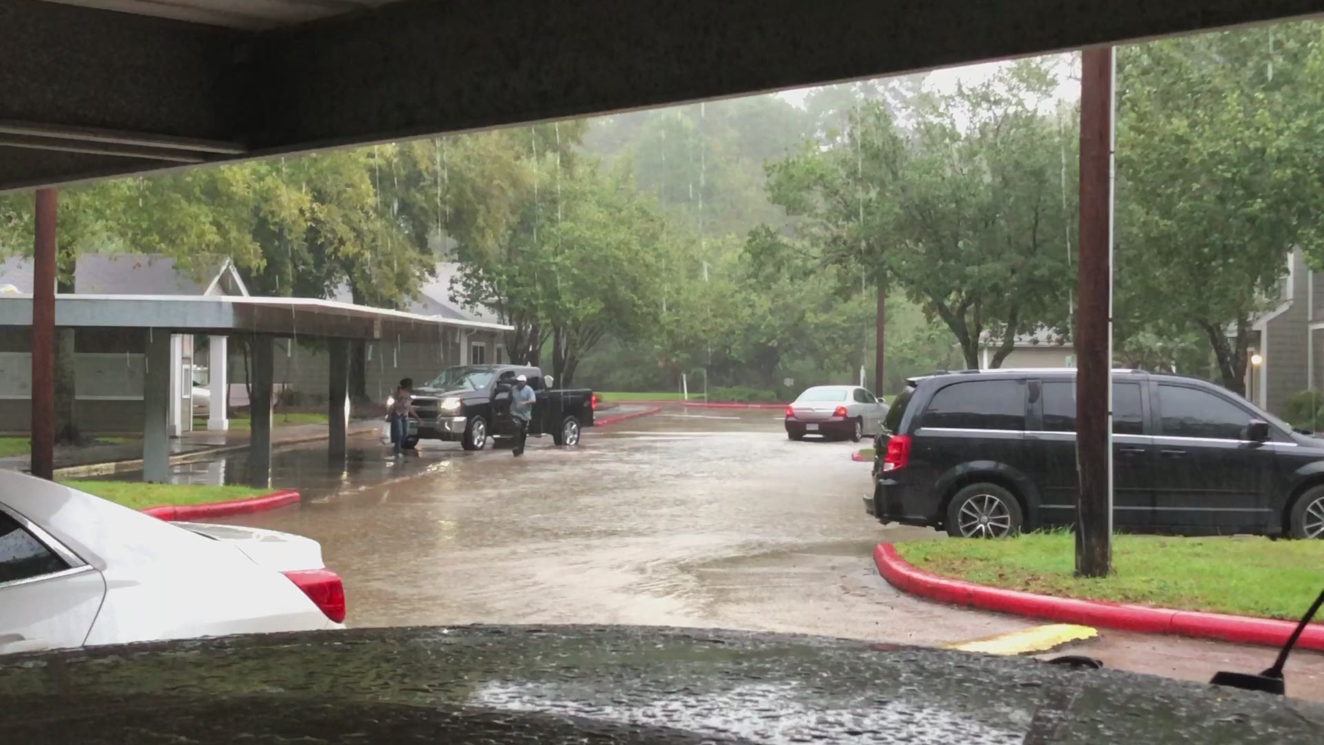 Some roads were impassable and some apartment complexes had flooded parking lots