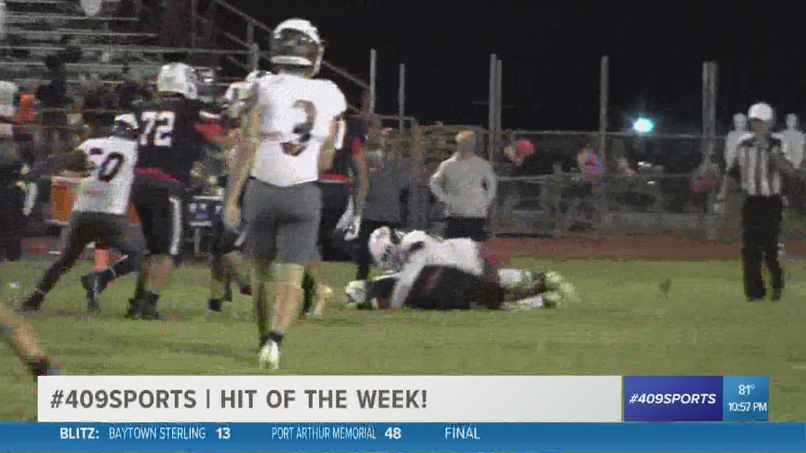 New Waverly's Jacarius Smithers smothers Kountze QB Hunter Reed in the Hit of the Week