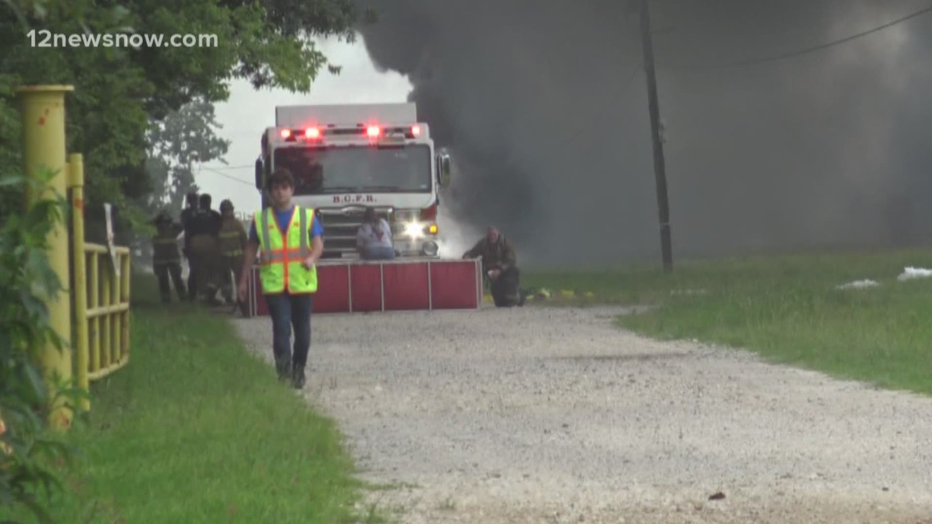 A firefighter is recovering after an oil vessel fire in Bridge City.