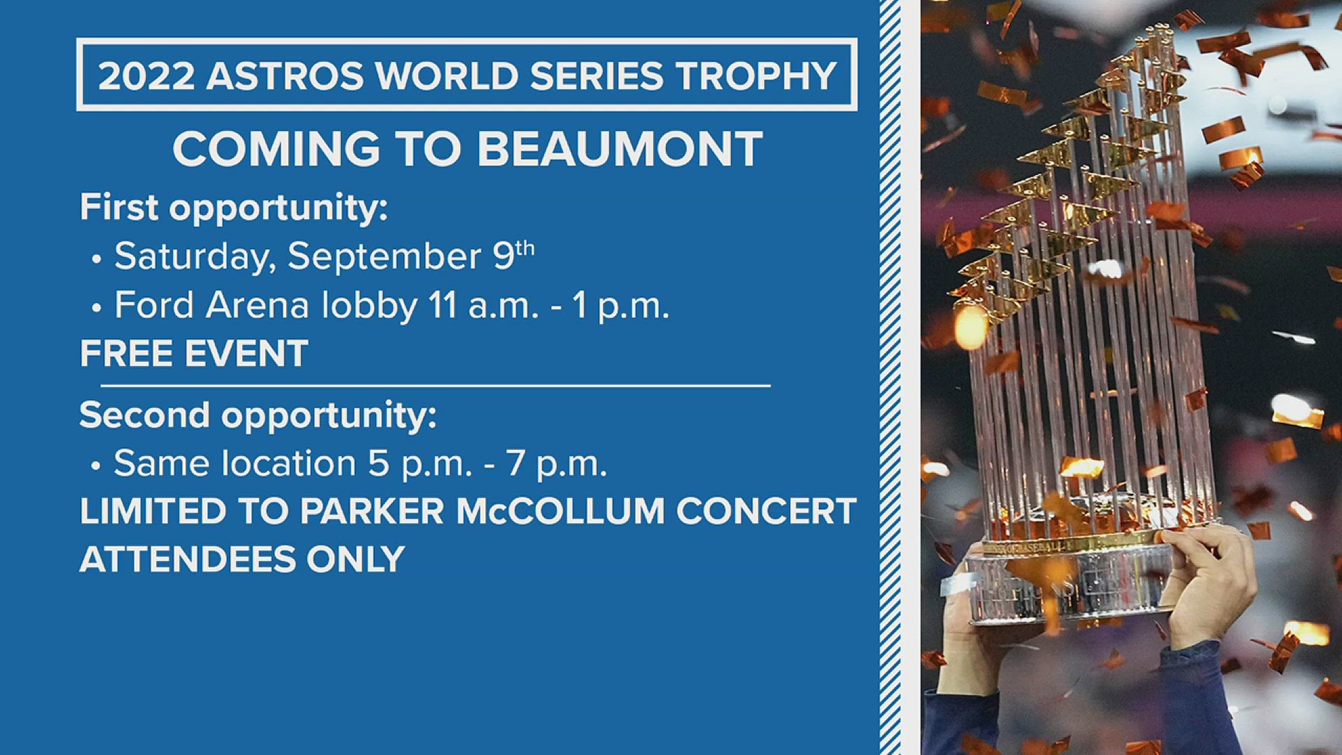 2022 Astros World Series trophy coming to Beaumont on Saturday