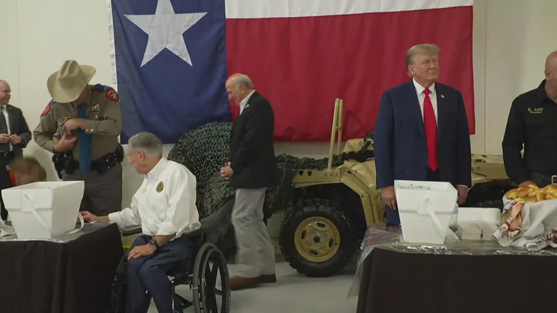 Trump picks up the endorsement of Texas Gov. Greg Abbott during a visit ...